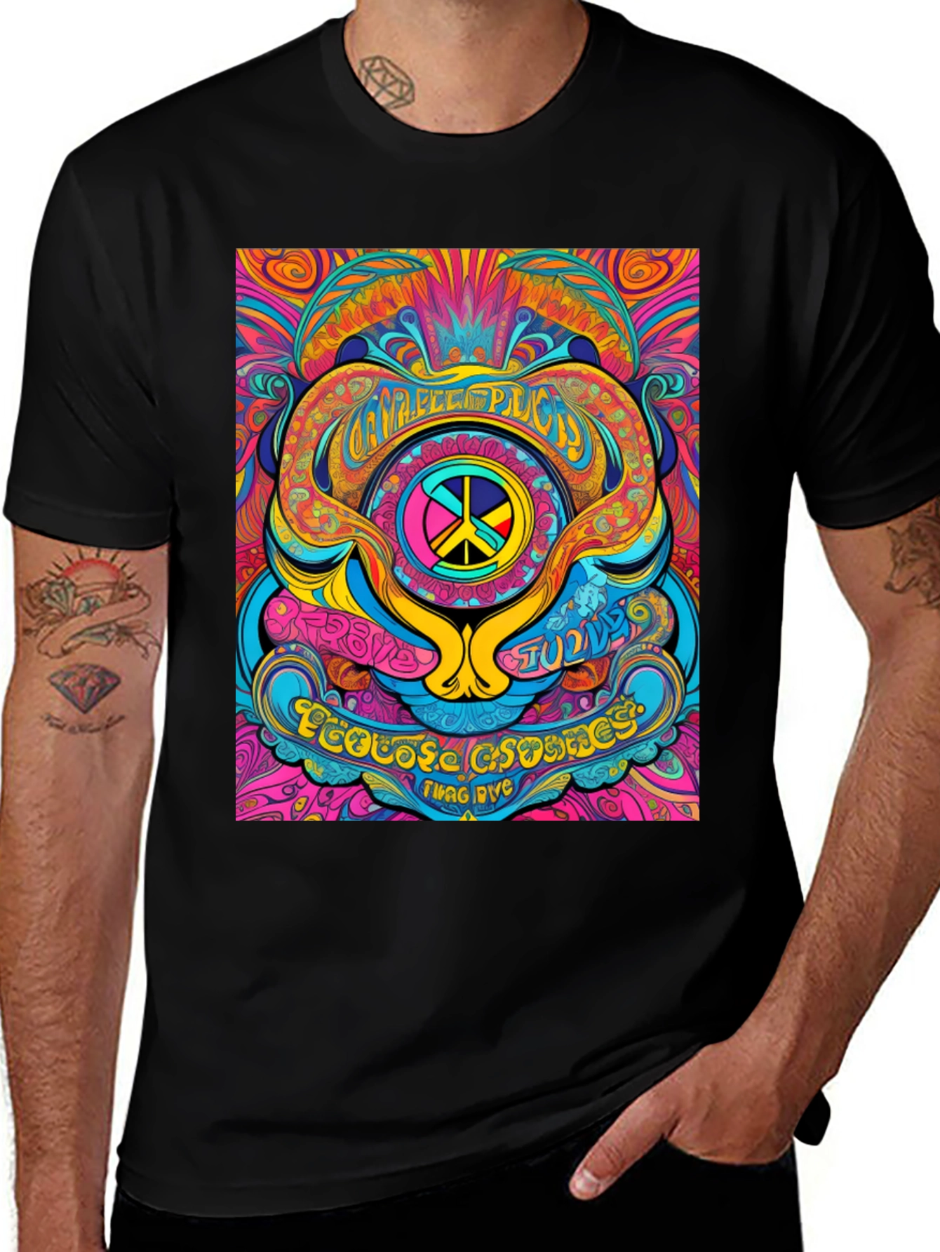 Variant 18 of Psychedelic Graphic Tee - Colorful Hippie Style