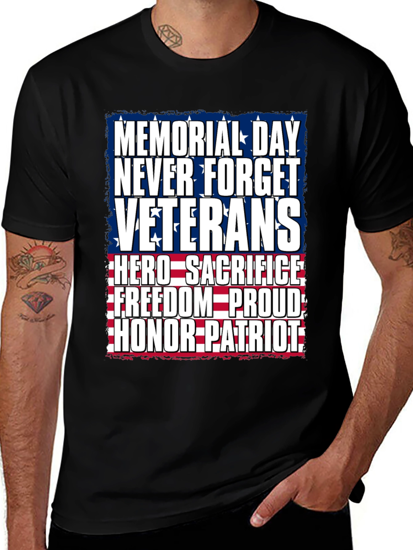 Memorial Day Never Forget Veterans Patriotic T-Shirt