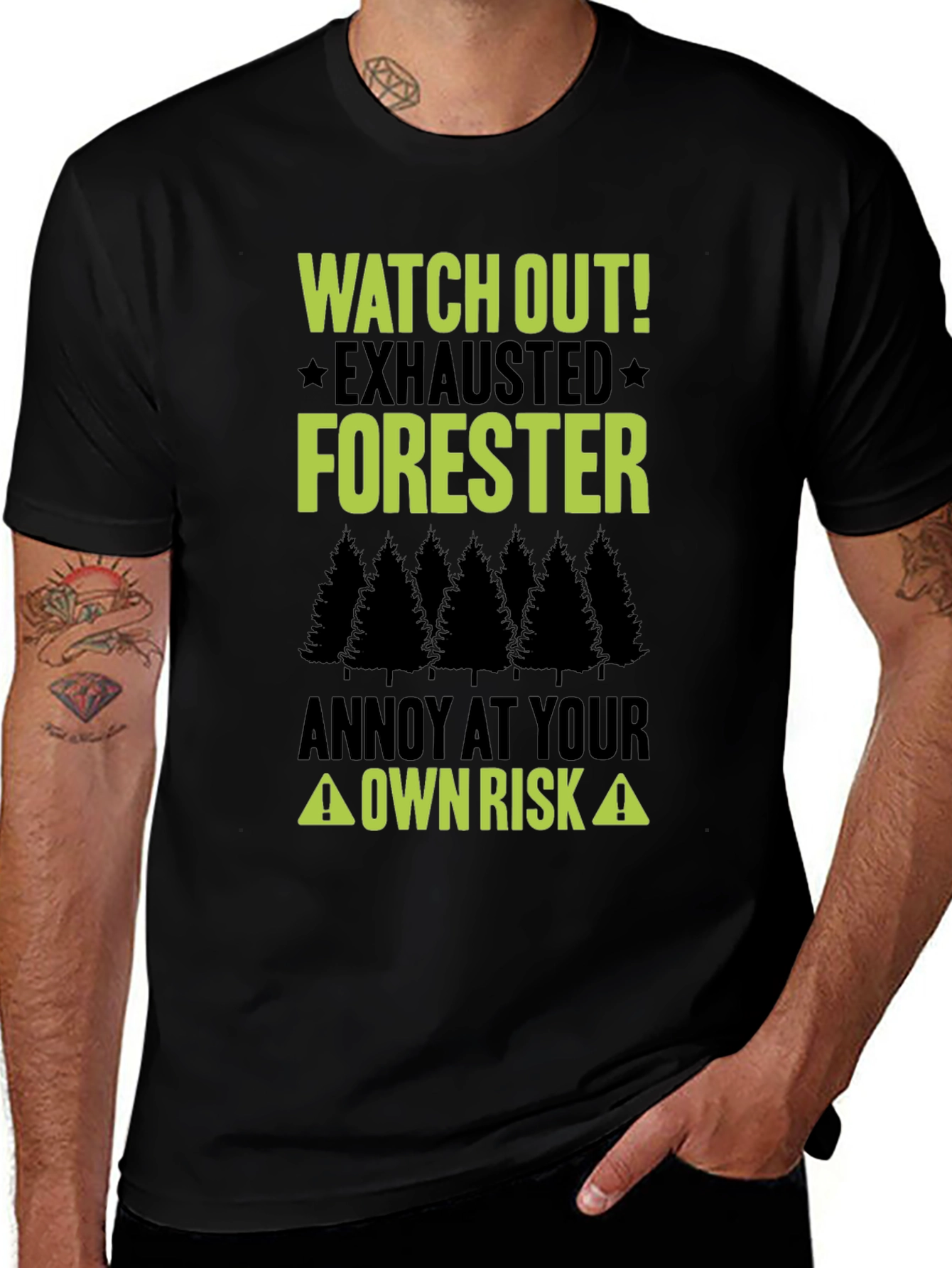Variant 24 of Exhausted Forester T-Shirt - Funny Forest Humor Tee