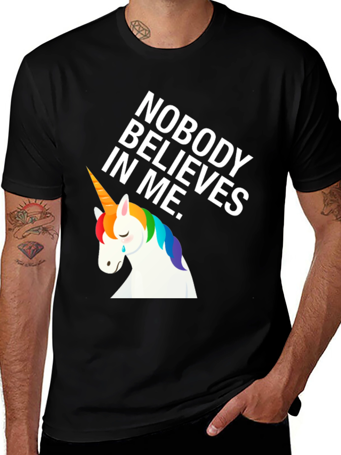 Variant 5 of Sad Unicorn Graphic Tee - Nobody Believes