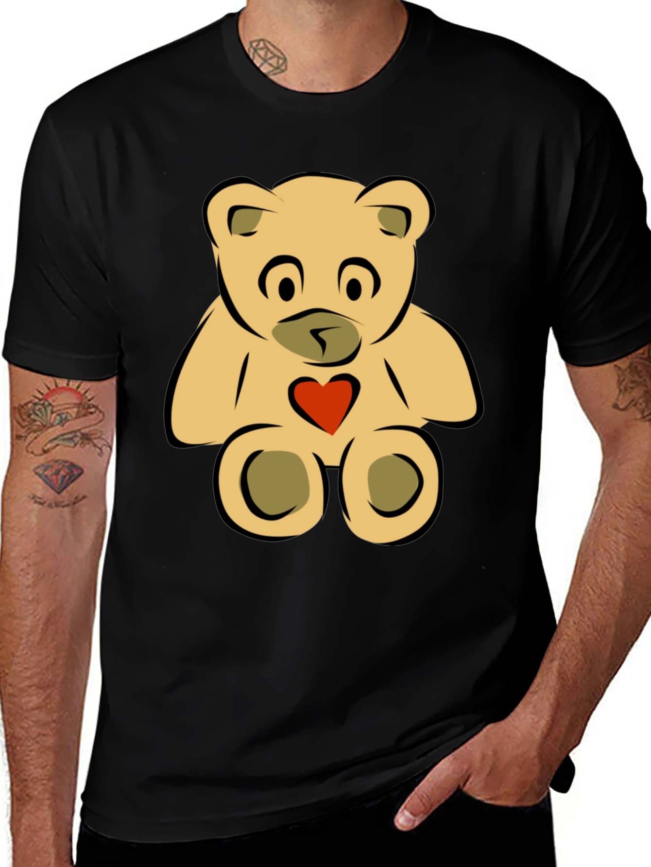 Variant 28 of Cute Teddy Bear Graphic Tee - Black