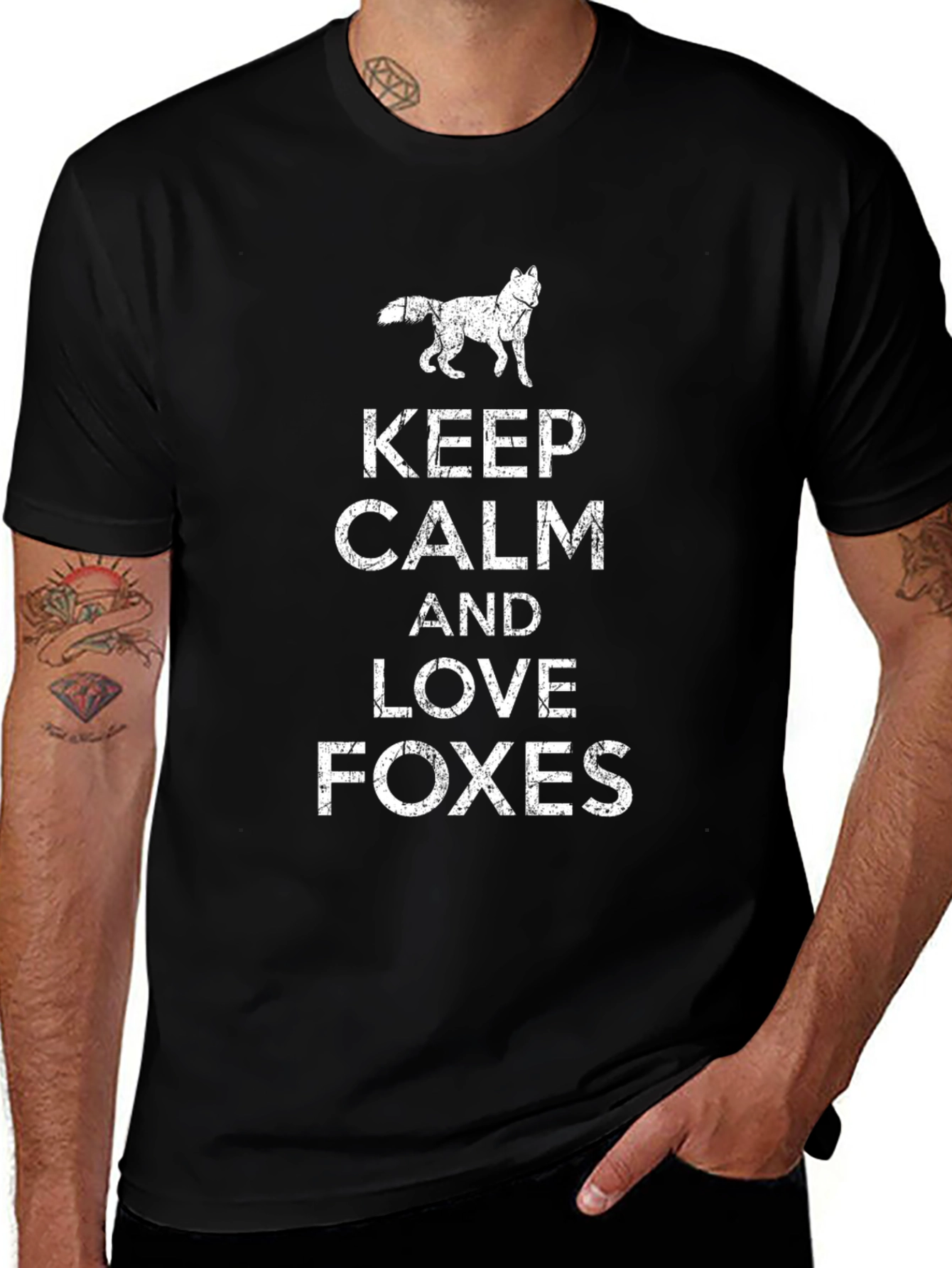 Variant 6 of Keep Calm and Love Foxes Black T-Shirt