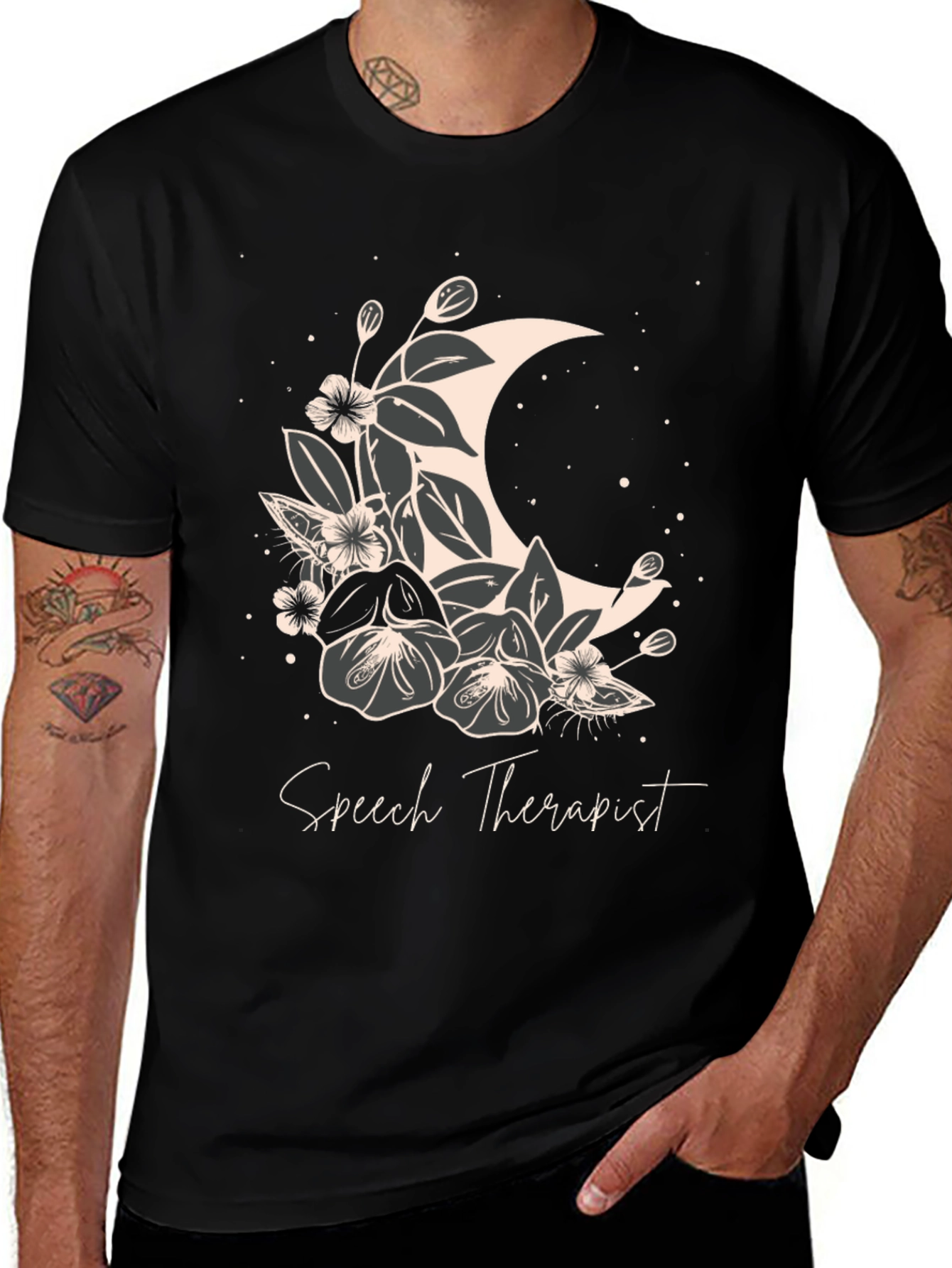 Variant 12 of Speech Therapist Floral Moon Graphic Tee