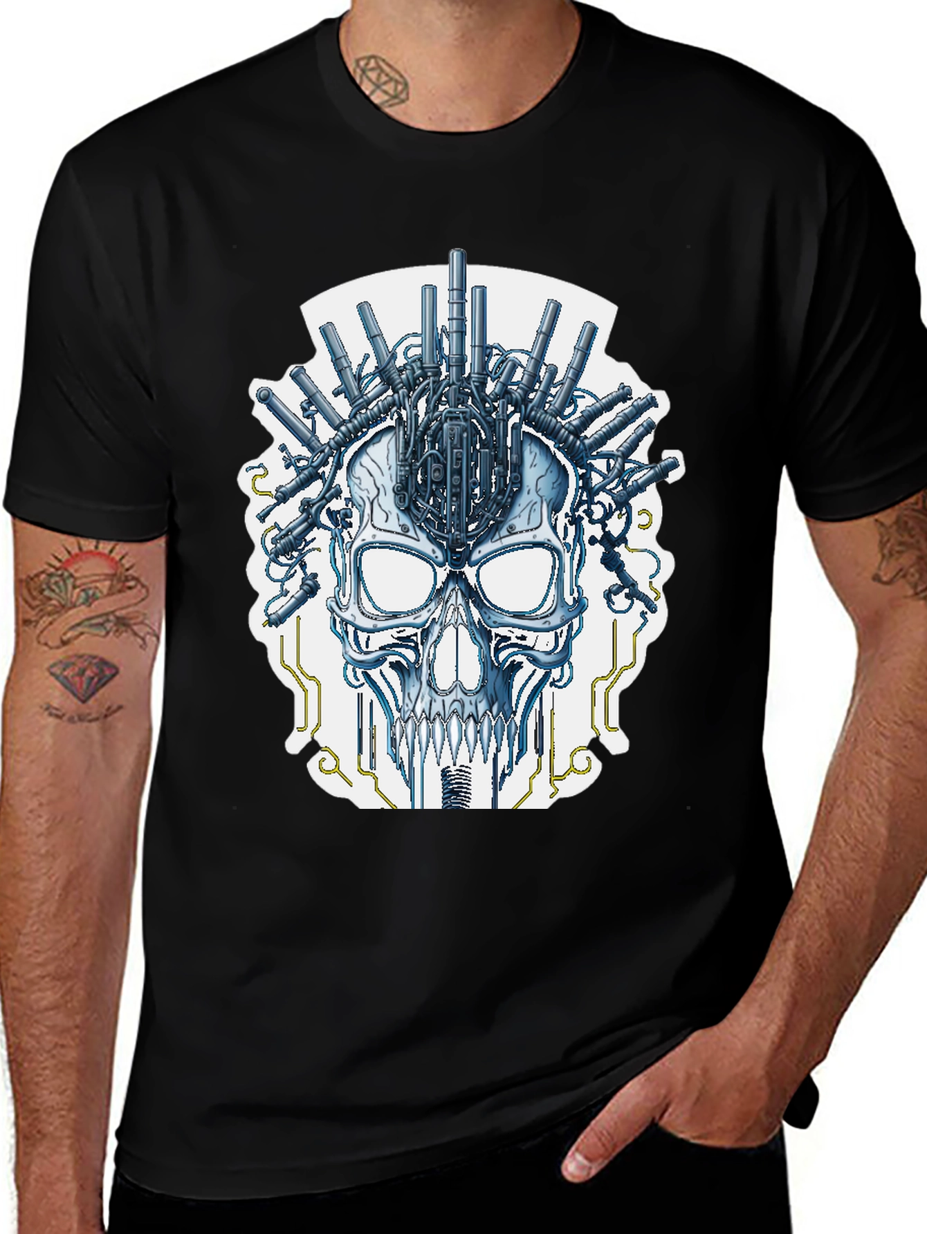 Variant 21 of Cyberpunk Skull T-Shirt - Sci-Fi Graphic Tee