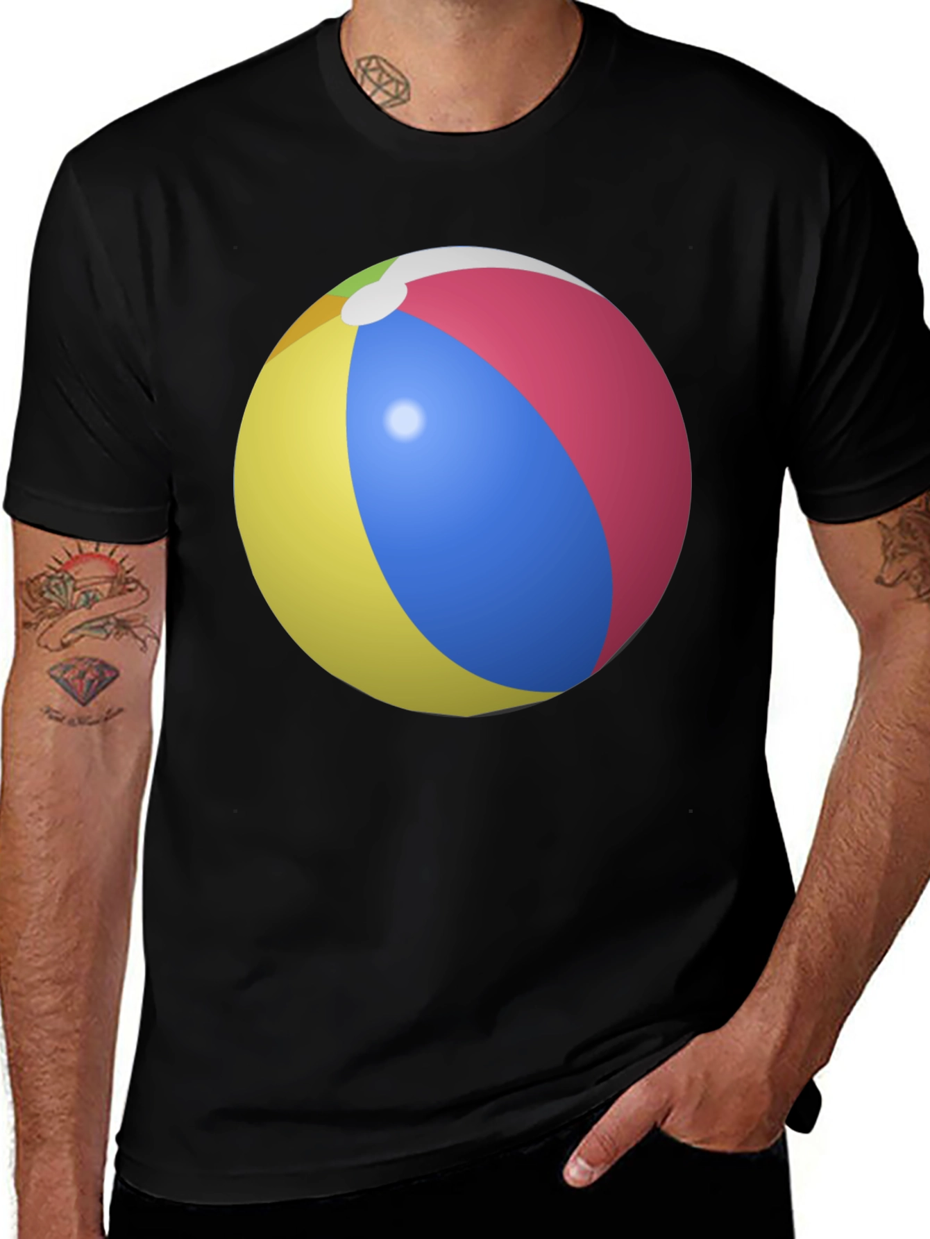 Variant 5 of Beach Ball Graphic Black T-Shirt