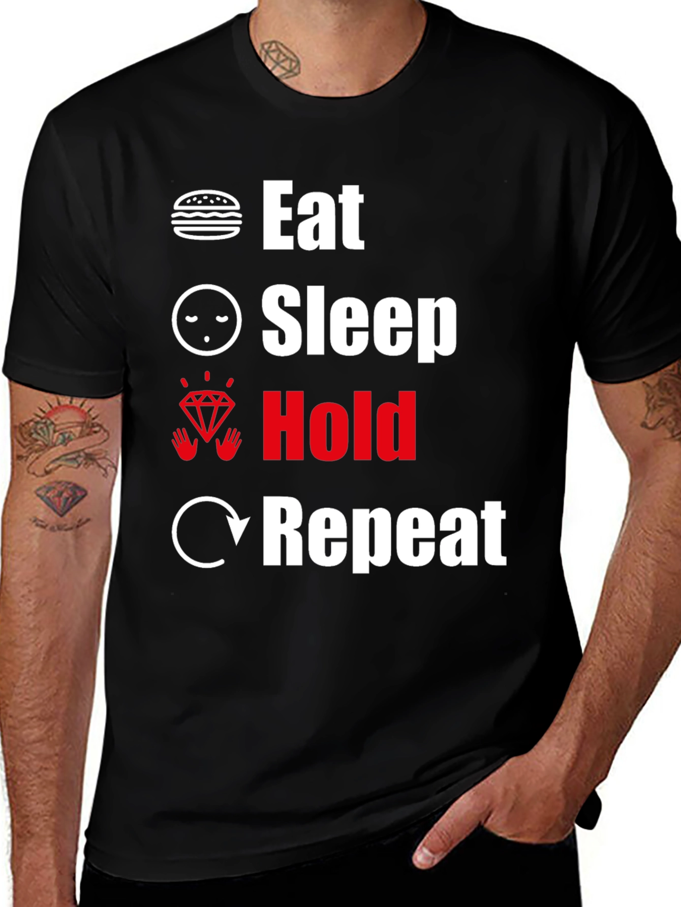 Variant 14 of Eat Sleep Hold Repeat Graphic Tee