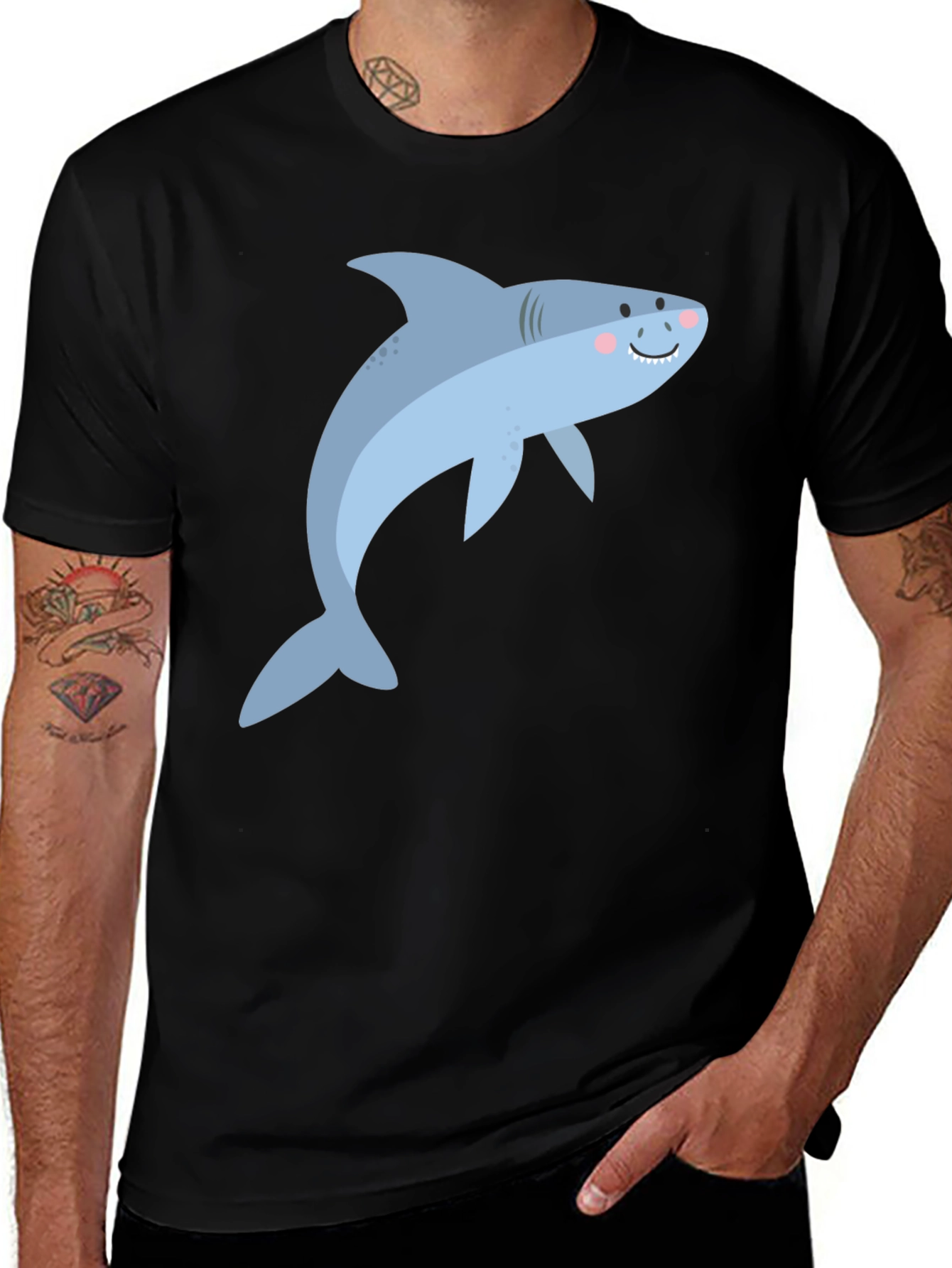 Variant 24 of Cute Shark Graphic Black T-Shirt