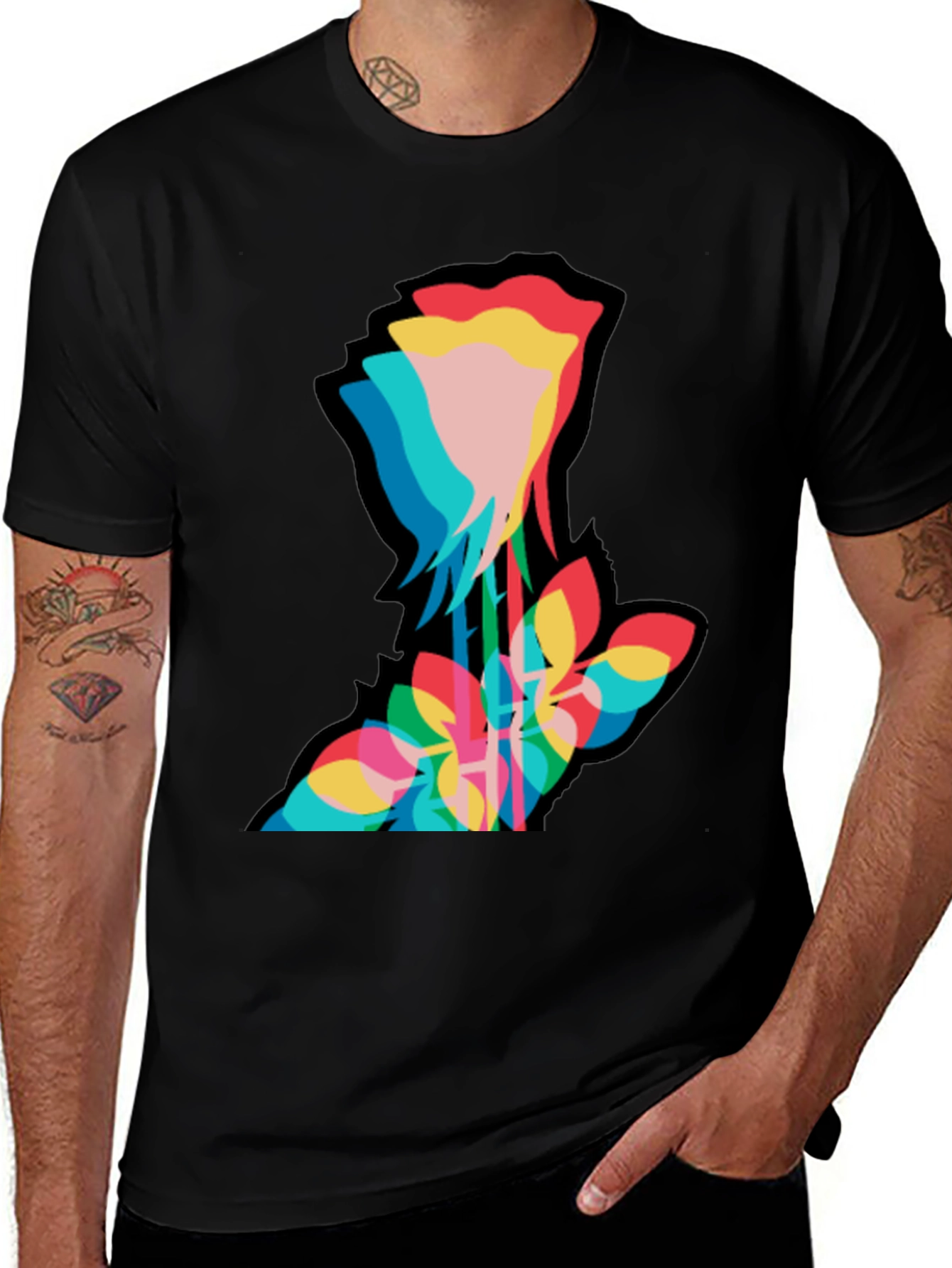 Variant 24 of Modern Rose Graphic T-Shirt - Cool Colorful Floral Design