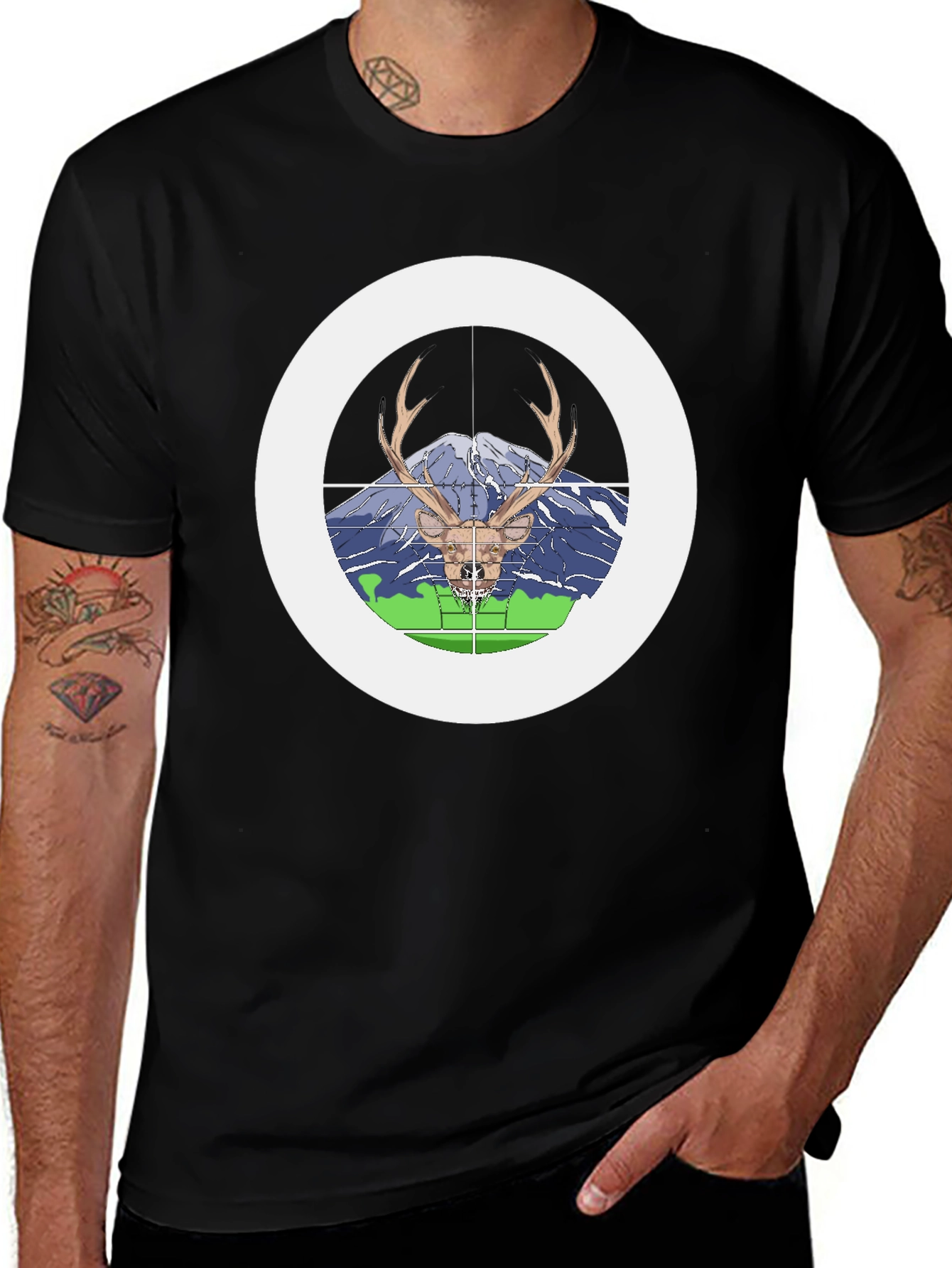 Variant 10 of Deer in Crosshairs Graphic Tee - Hunting Humor T-Shirt
