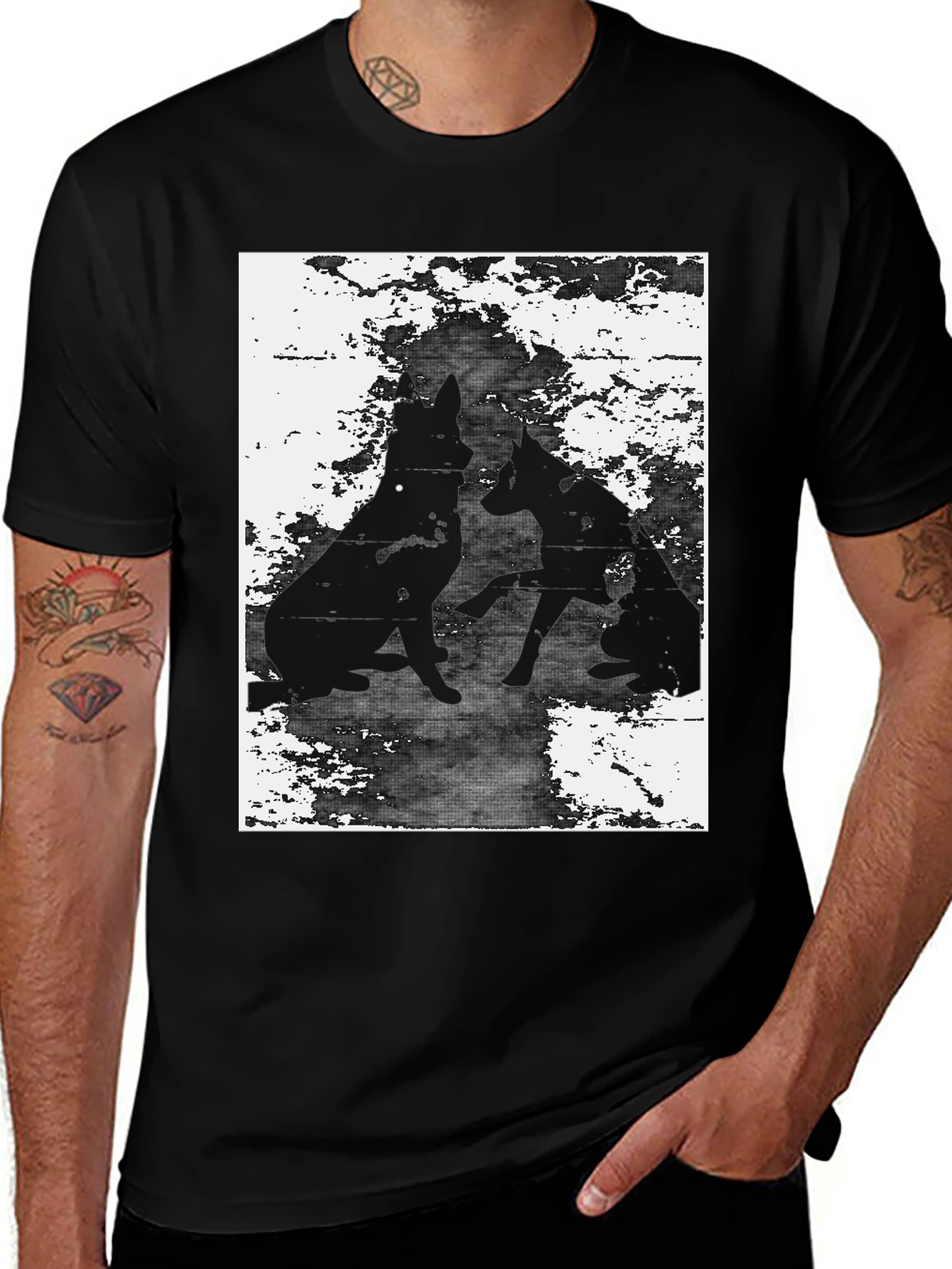 Variant 19 of Silhouette Dog Graphic Tee - Unisex Black T-Shirt