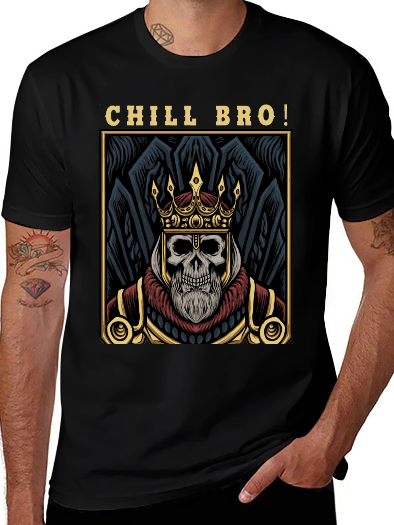 Variant 24 of Chill Bro Skeleton King Graphic T-Shirt
