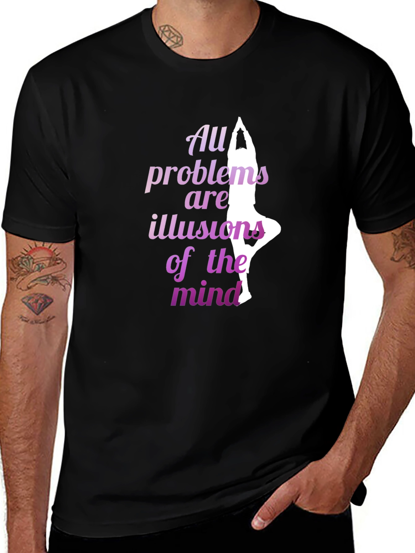 Variant 30 of Yoga T-Shirt: All Problems Are Illusions