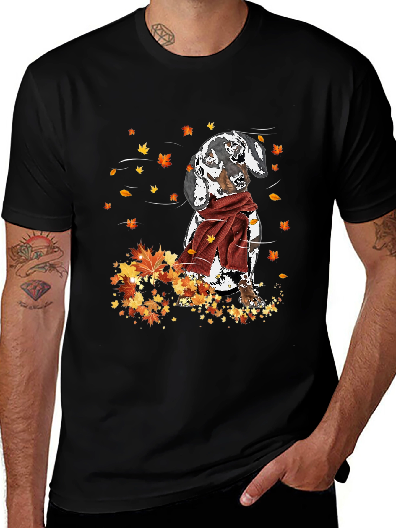 Variant 19 of Dachshund Fall Leaves Graphic T-Shirt