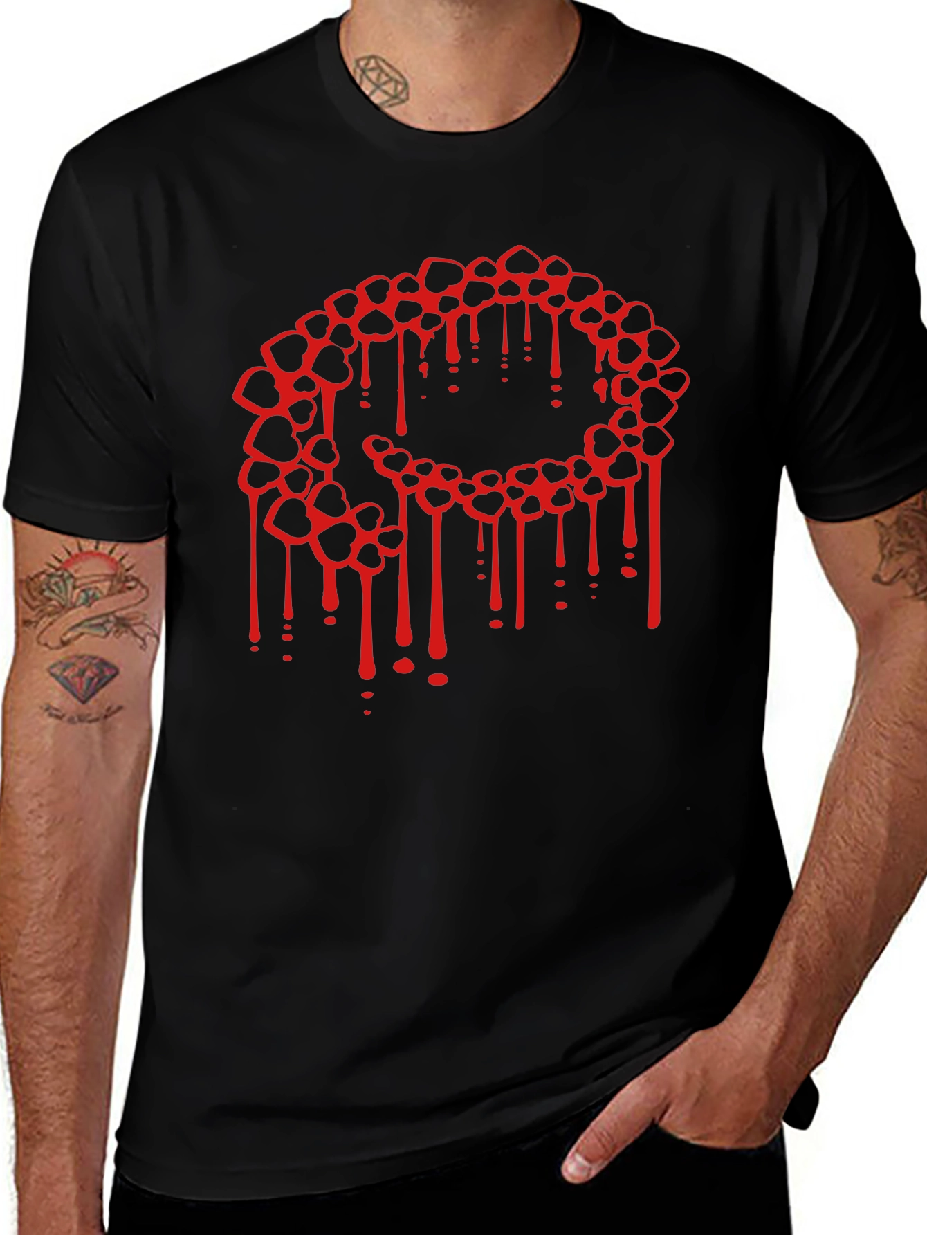 Variant 7 of Bleeding Hearts Graphic Tee - Black
