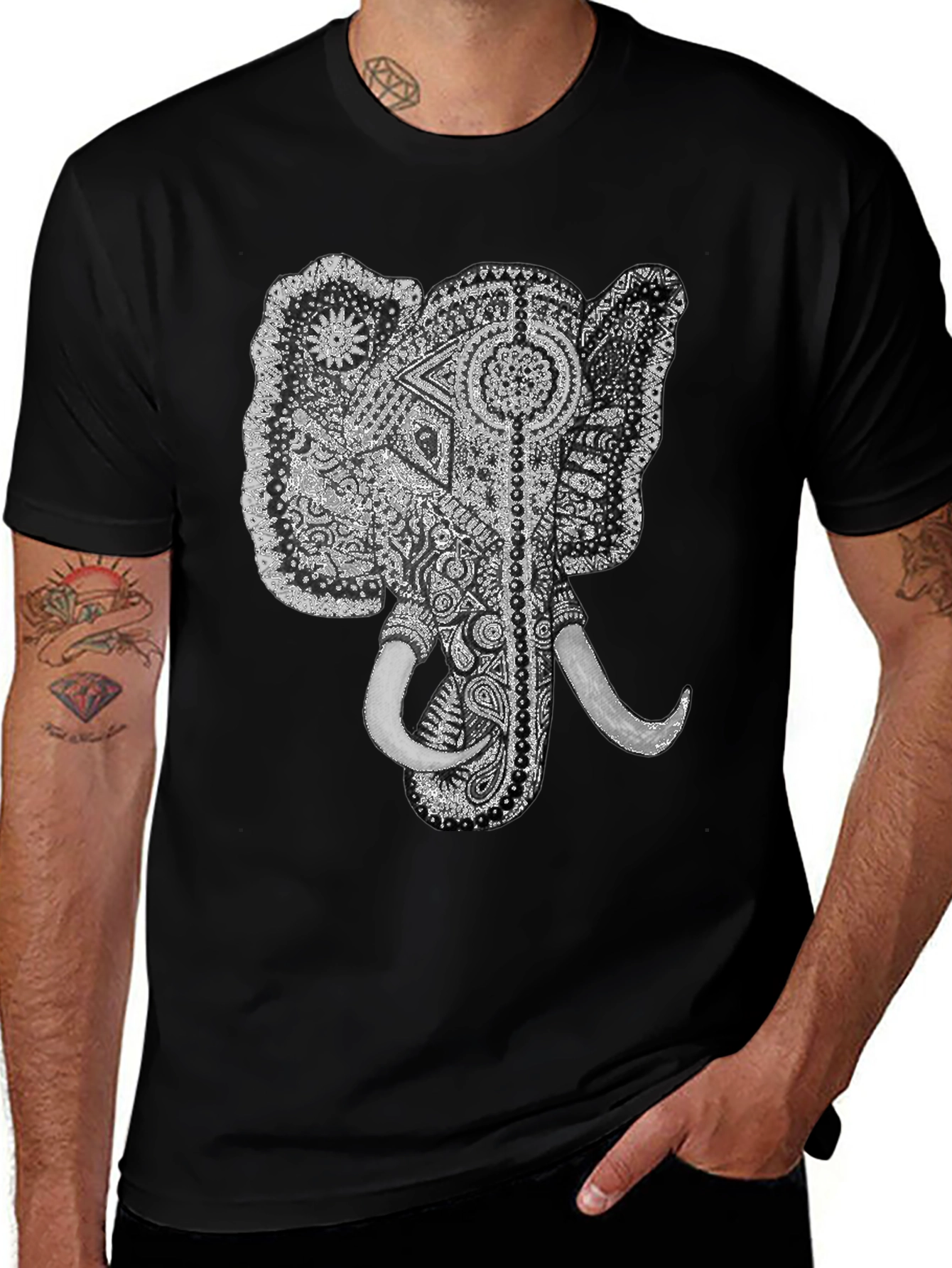 Variant 13 of Elephant Graphic Tee - Black Cotton T-Shirt