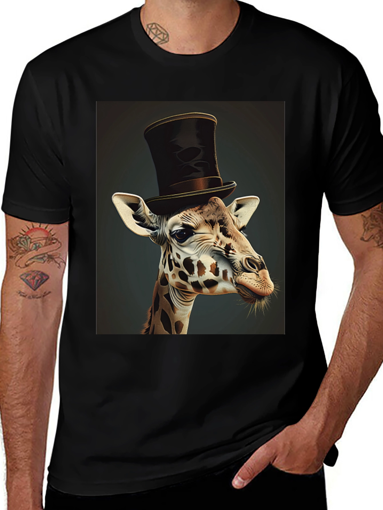 Variant 10 of Giraffe Top Hat Graphic Tee
