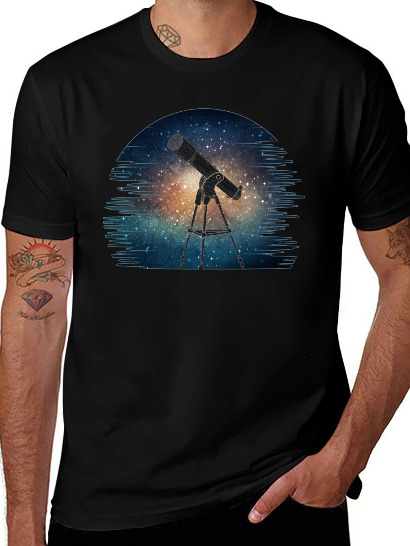 Variant 5 of Telescope Galaxy Graphic T-Shirt - Astronomy Lover Tee