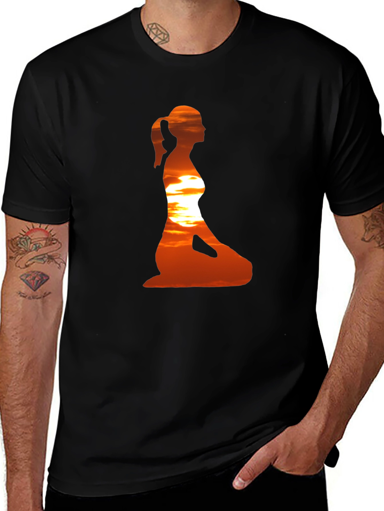 Variant 7 of Sunset Yoga Silhouette Graphic Tee