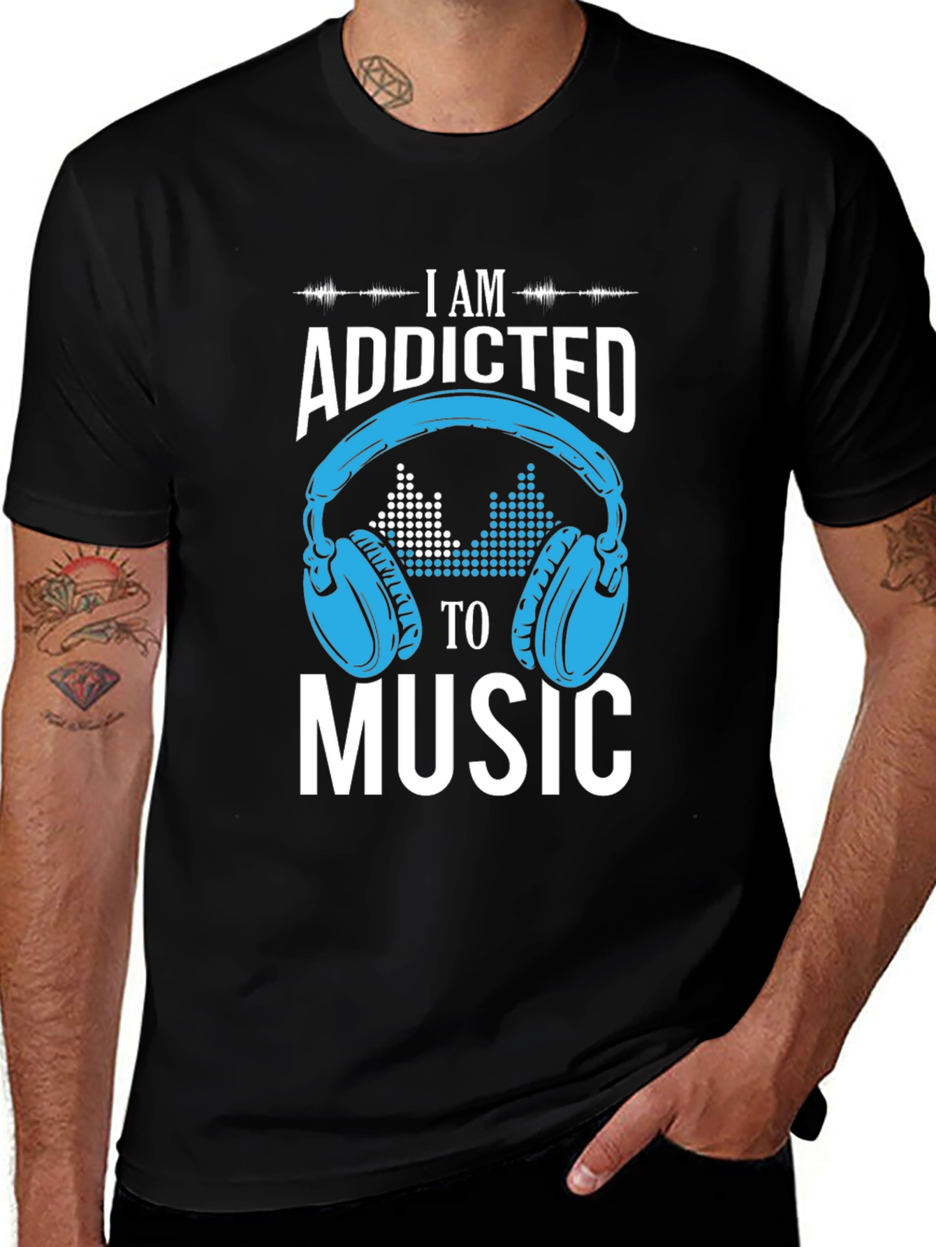 Variant 2 of Addicted to Music Graphic Print T-Shirt