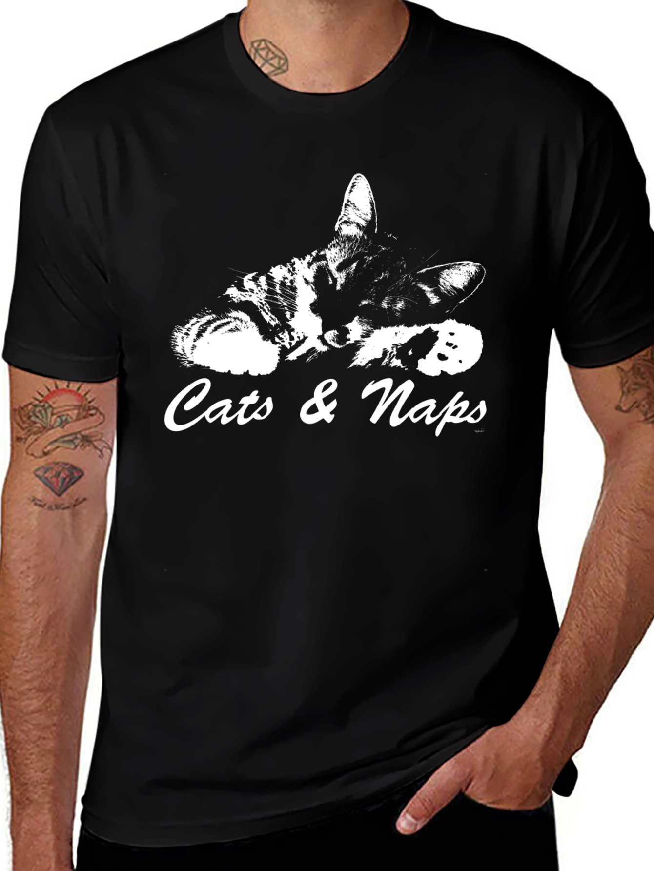 Variant 7 of Cats & Naps Graphic Tee - Black Unisex Shirt