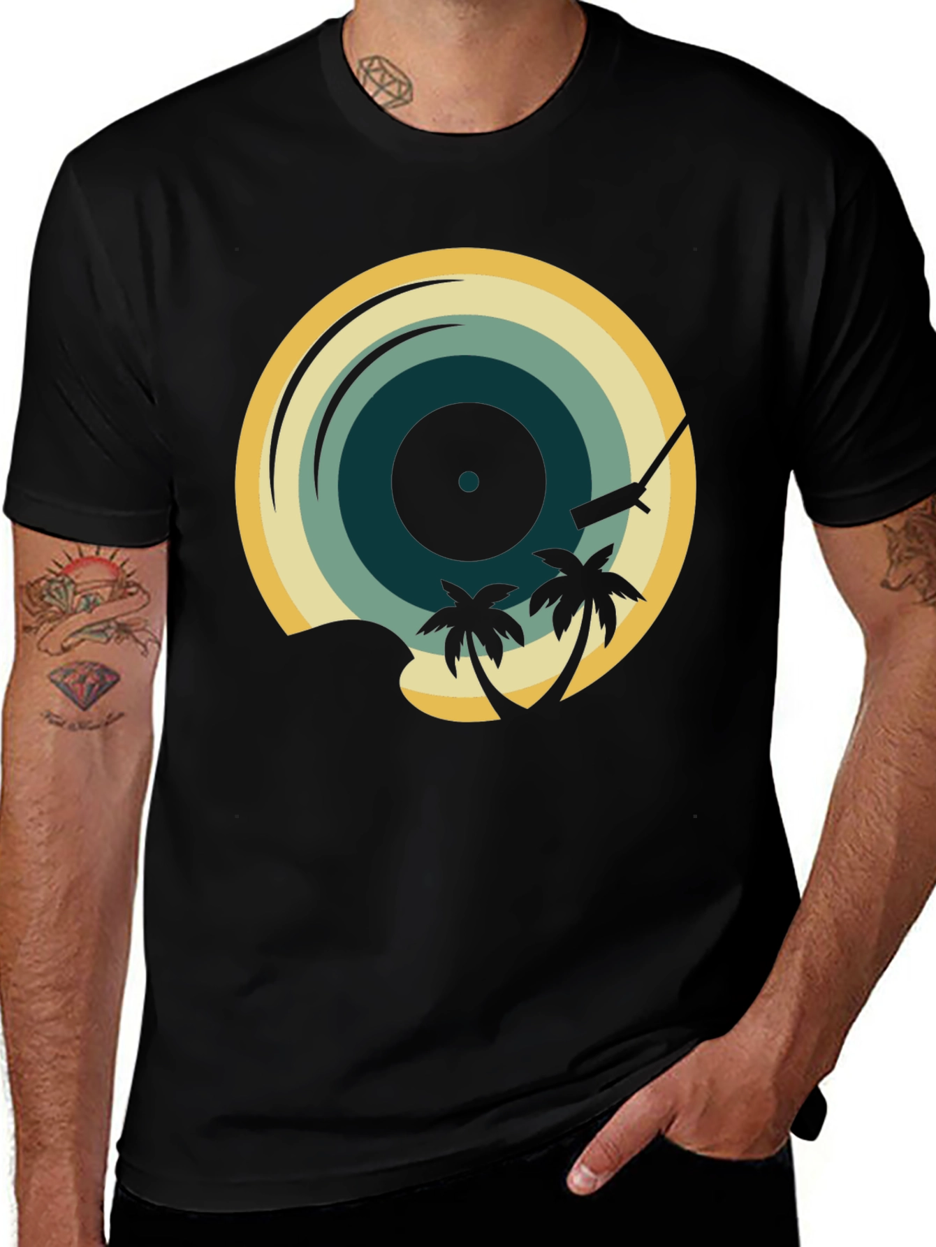 Variant 21 of Retro Vinyl Record Beach T-Shirt