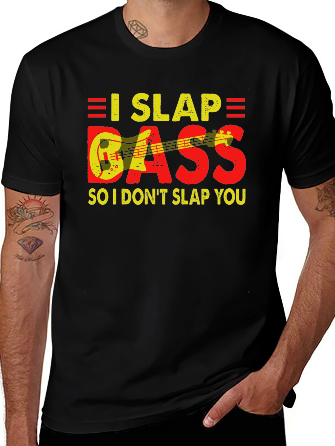 Variant 17 of I Slap Bass Funny Musician T-Shirt