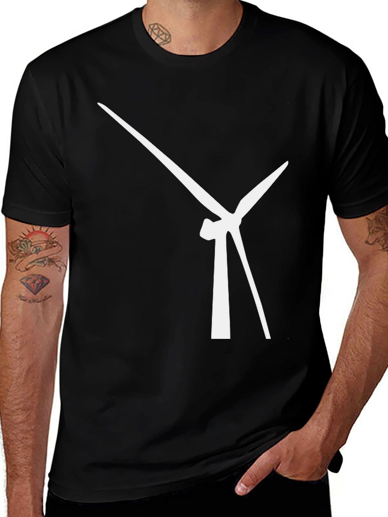 Variant 26 of Modern Wind Turbine Graphic Tee - Black