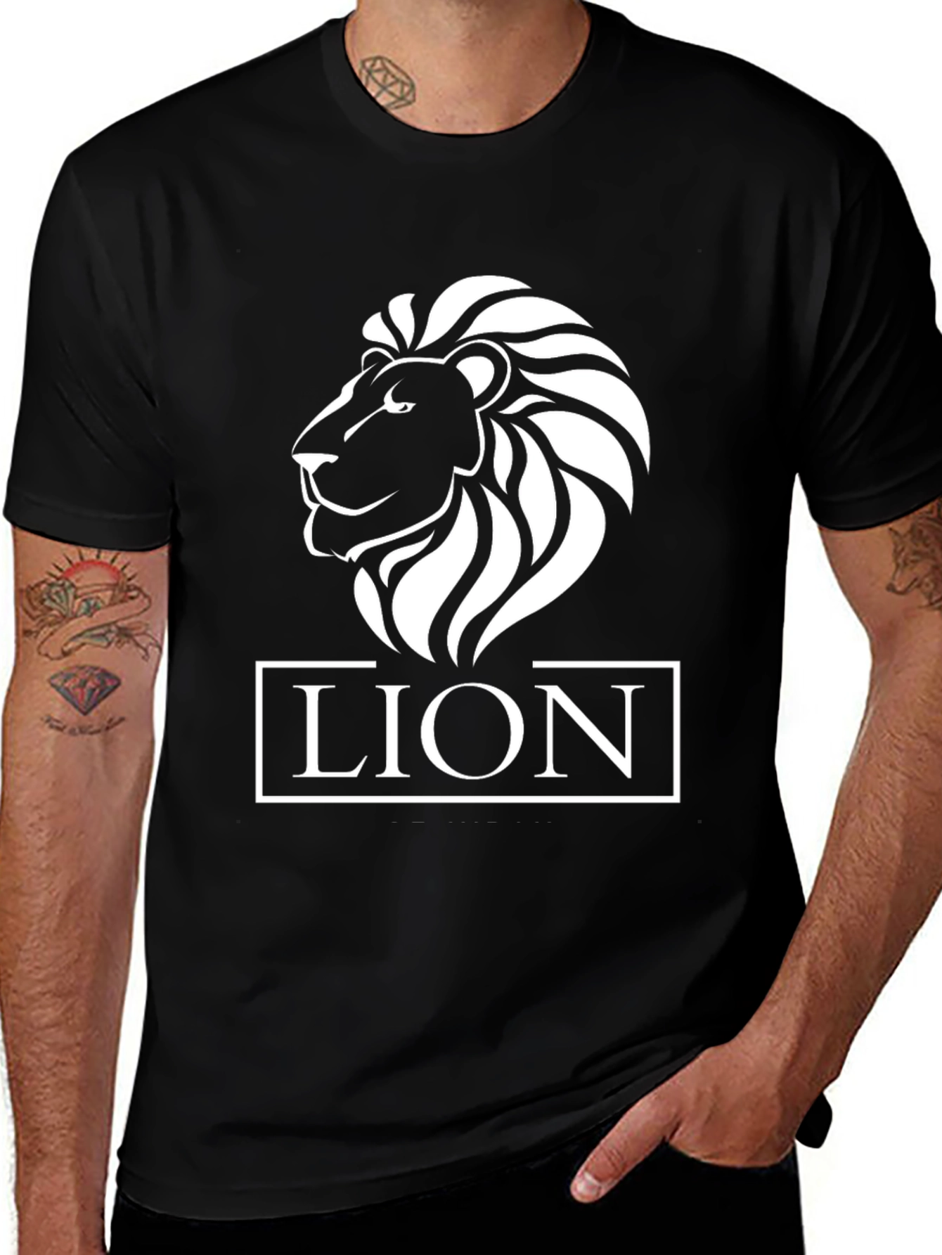 Variant 9 of Lion Graphic Print Crew Neck T-Shirt