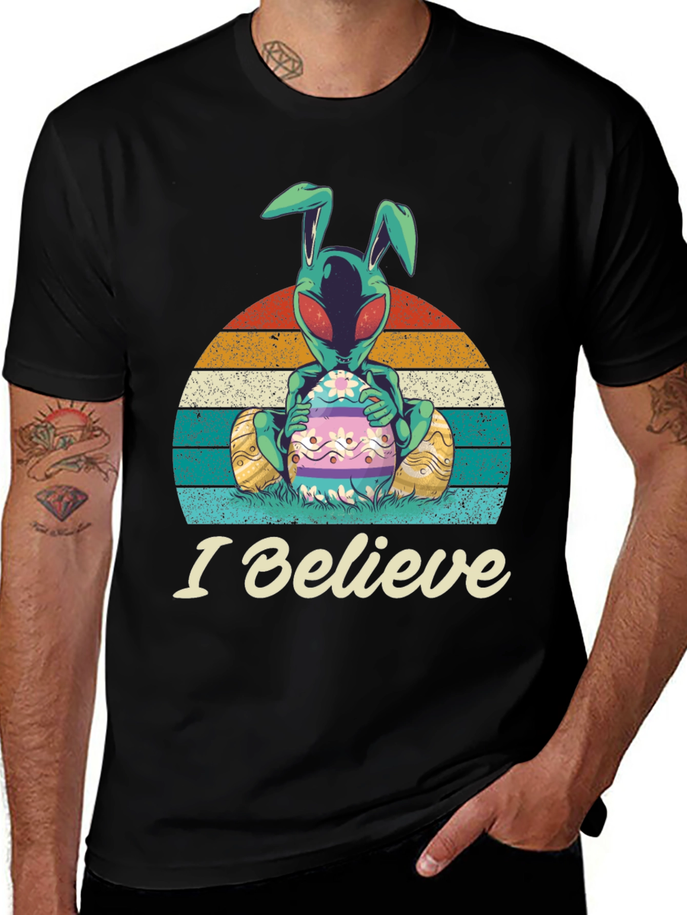 Variant 19 of I Believe Alien Easter Bunny Graphic T-Shirt