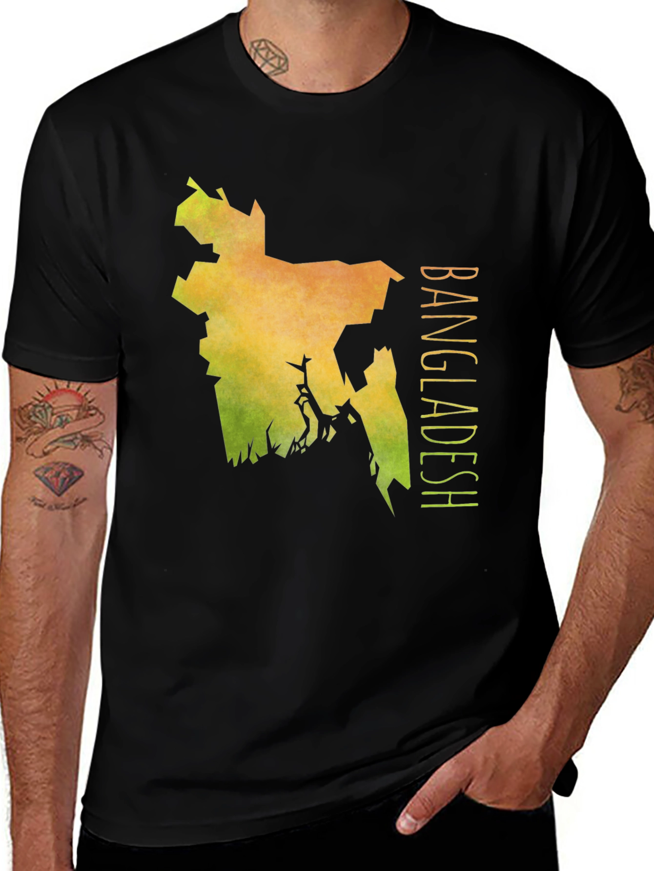 Bangladesh Map Graphic Black T-Shirt