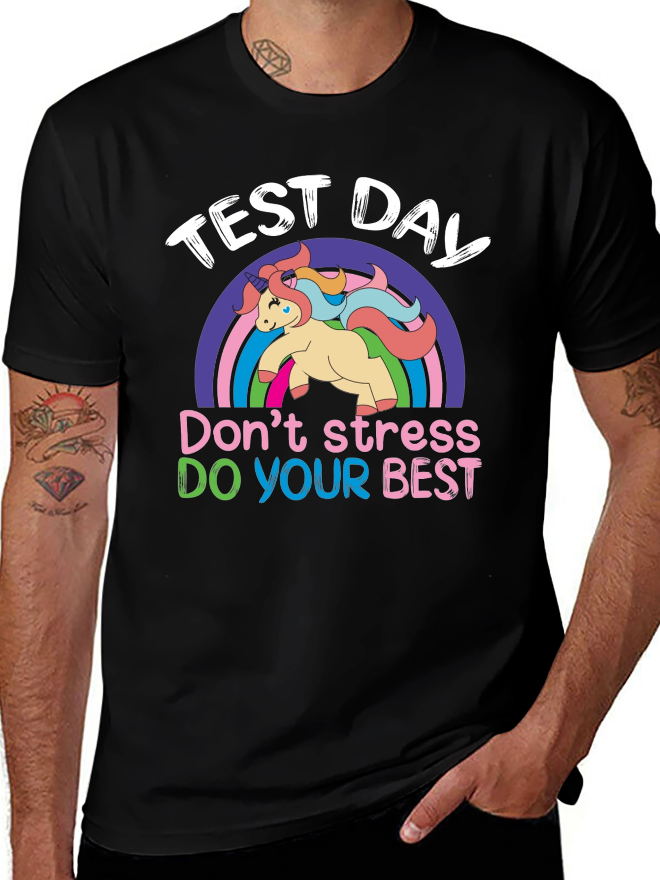 Variant 28 of Test Day Unicorn T-Shirt: Don't Stress