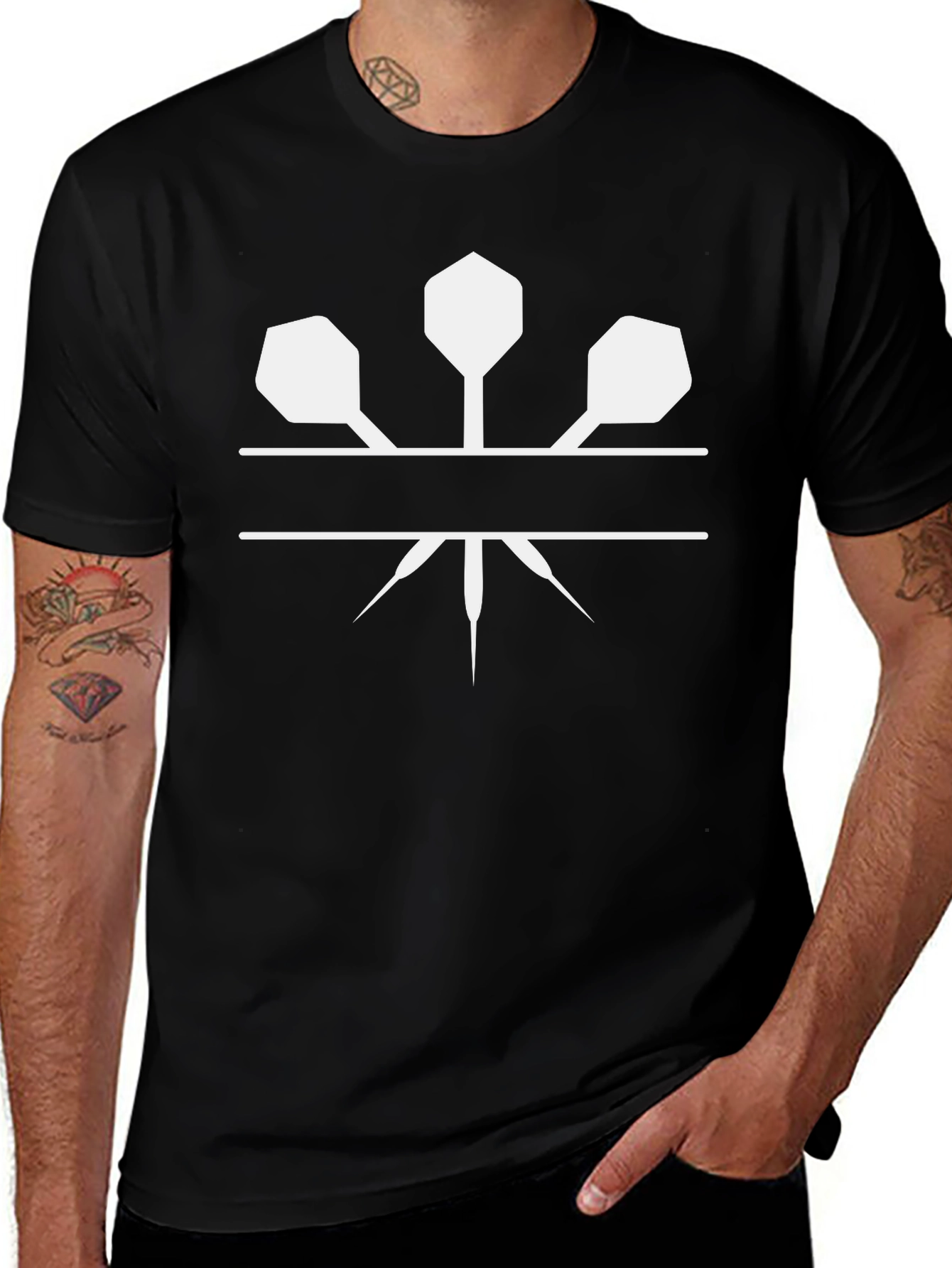Variant 26 of Darts Graphic Tee - Black Cotton T-Shirt