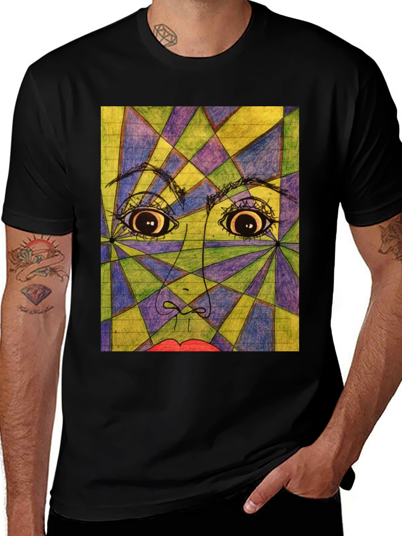 Variant 30 of Geometric Face Graphic Tee - Abstract Art