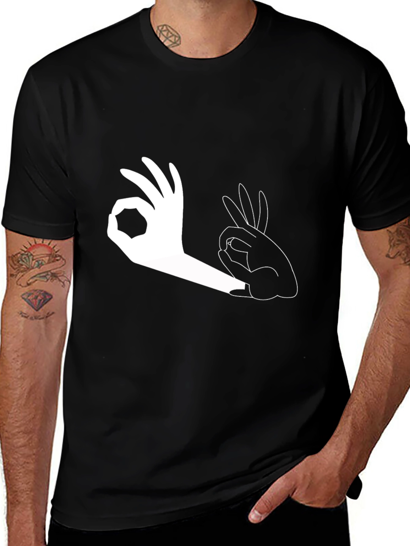 Okay Hand Gesture Graphic Print T-Shirt