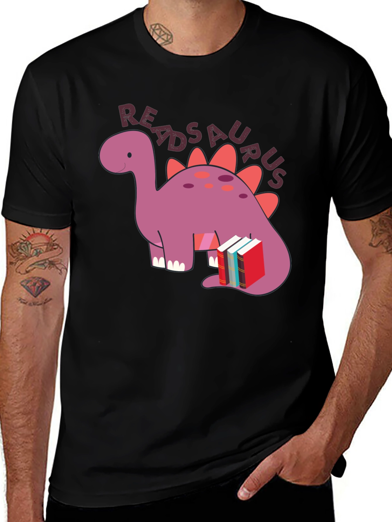 Variant 4 of Readosaurus Black T-Shirt Book Lover Dinosaur Tee