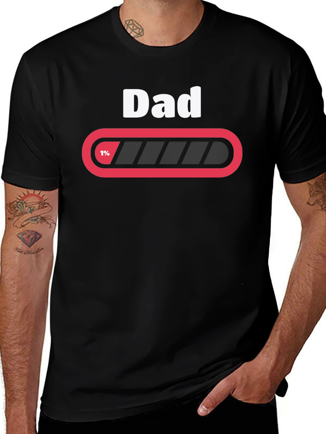 Variant 22 of Dad Low Battery Graphic T-Shirt - Funny Father's Day Tee