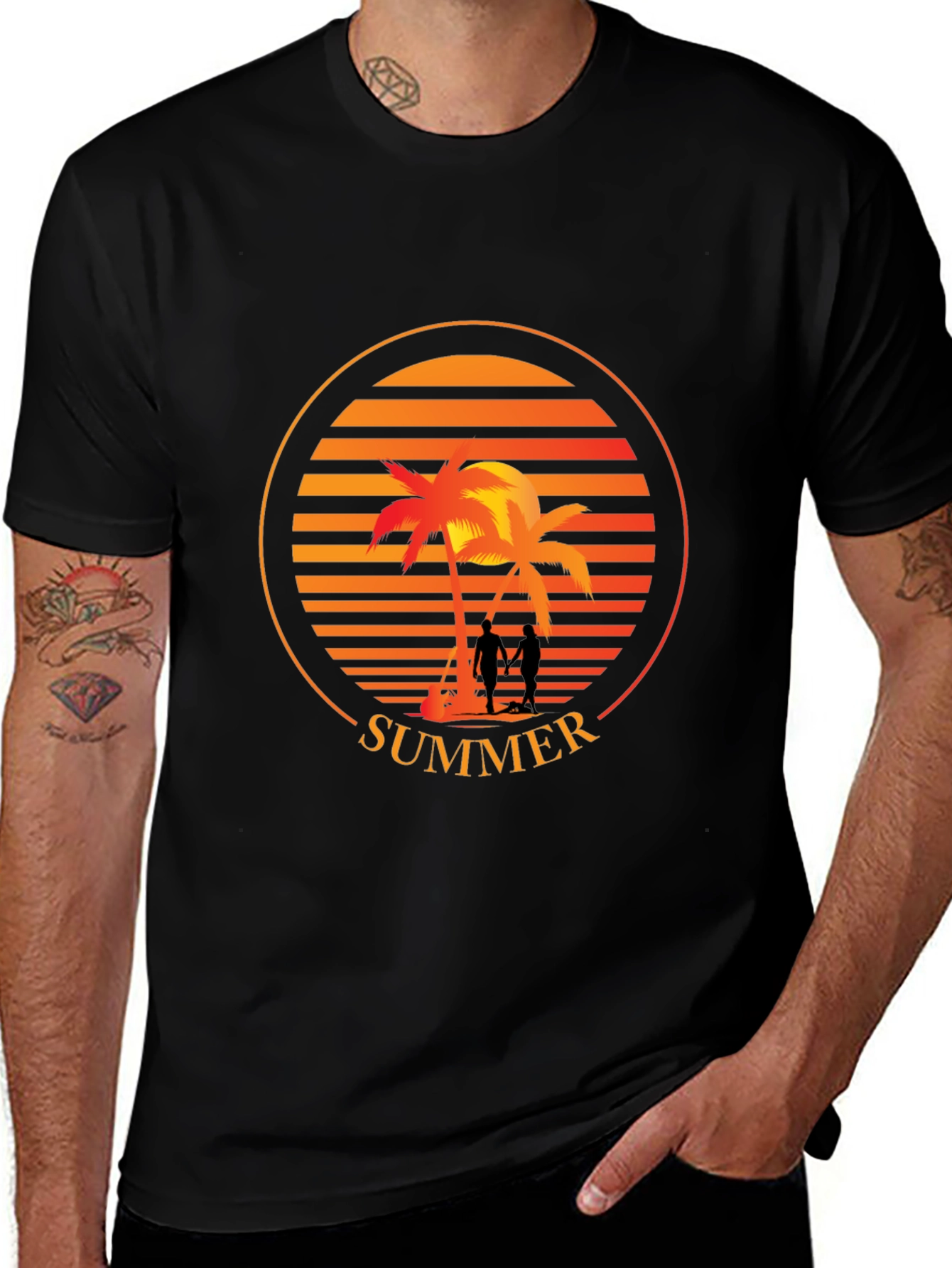 Variant 4 of Summer Palm Tree Sunset Graphic T-Shirt