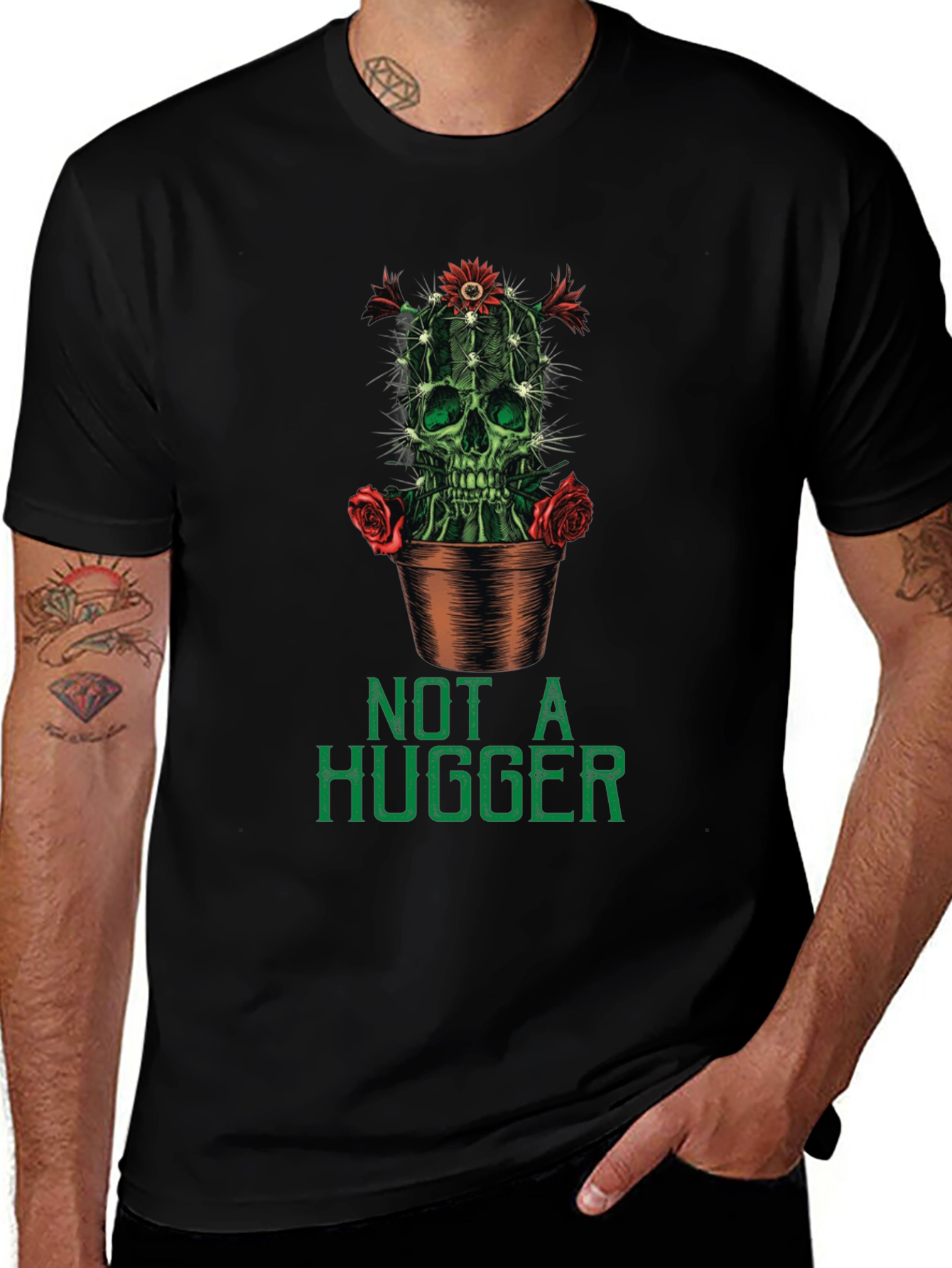 Variant 15 of Not a Hugger Cactus Skull Graphic Tee