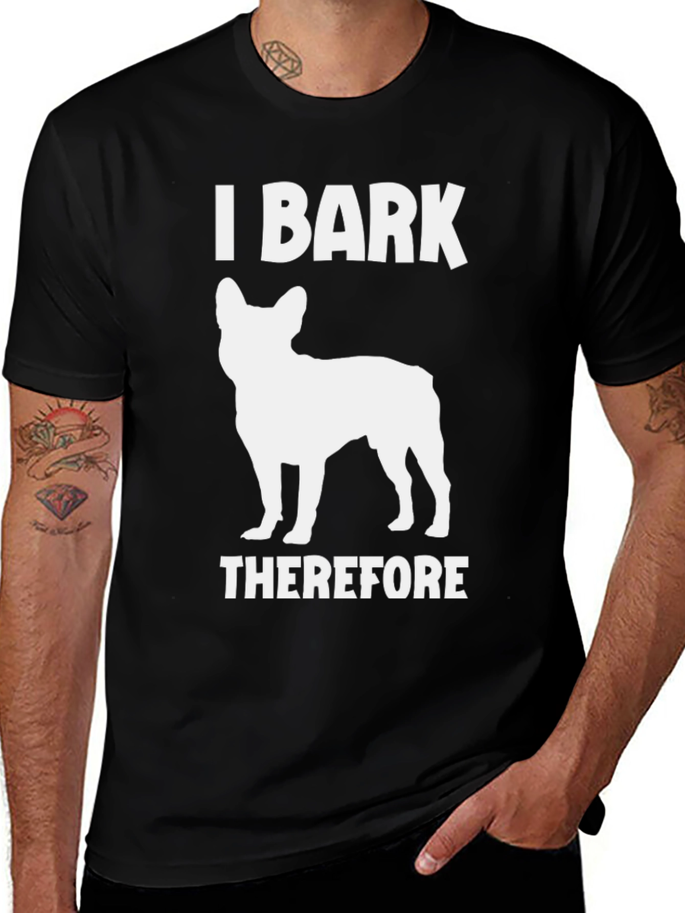 Variant 20 of I Bark Therefore I Am Dog Graphic Tee