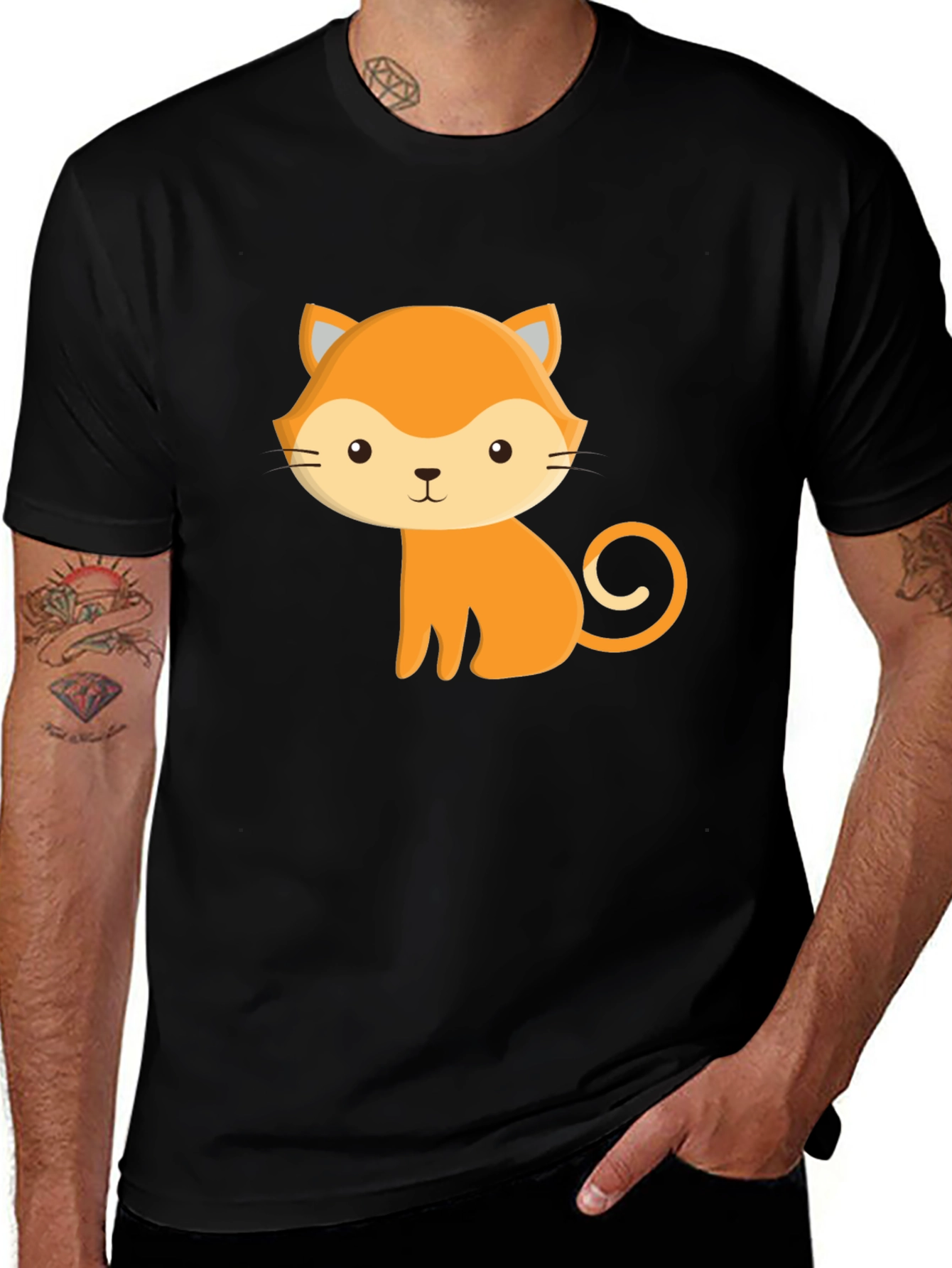 Variant 27 of Cute Cartoon Cat Black T-Shirt