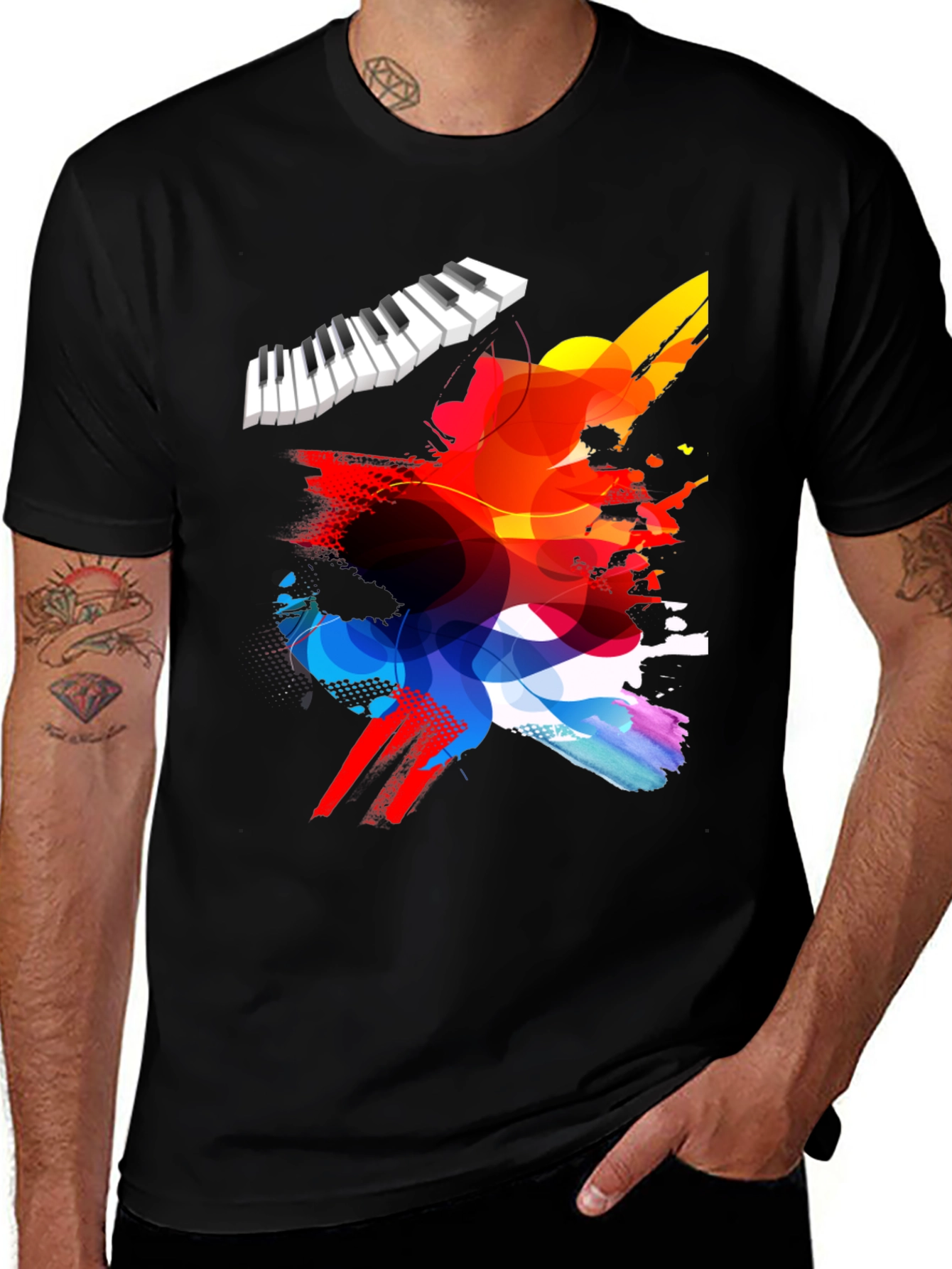 Variant 5 of Abstract Keyboard Graphic Tee - Black