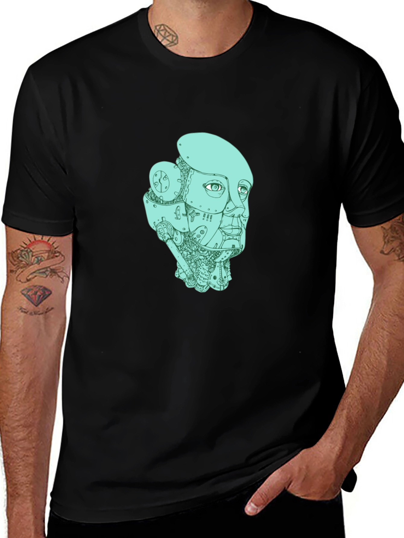Variant 24 of Robot Head Graphic T-Shirt - Black