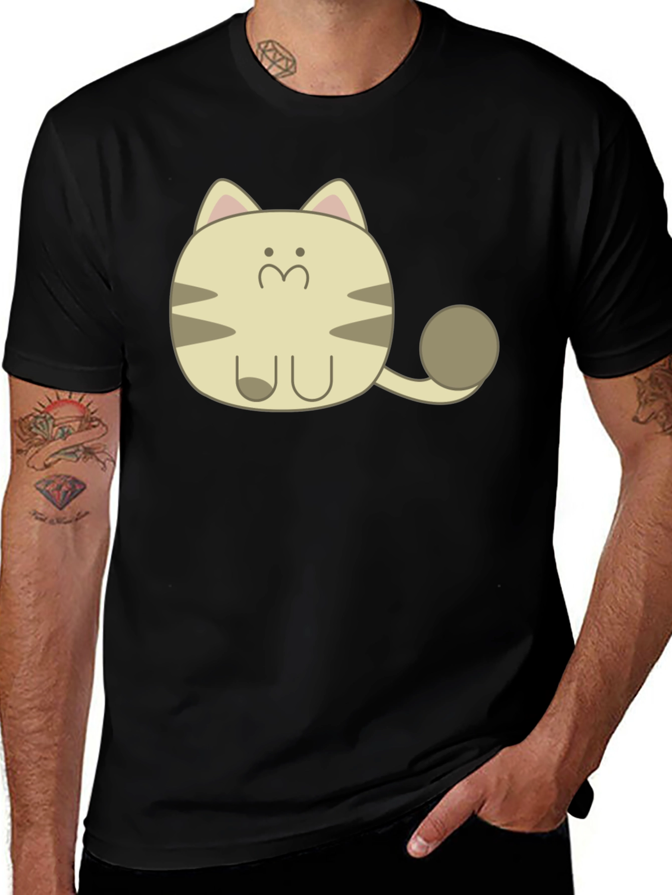 Variant 24 of Cute Cartoon Cat Black T-Shirt