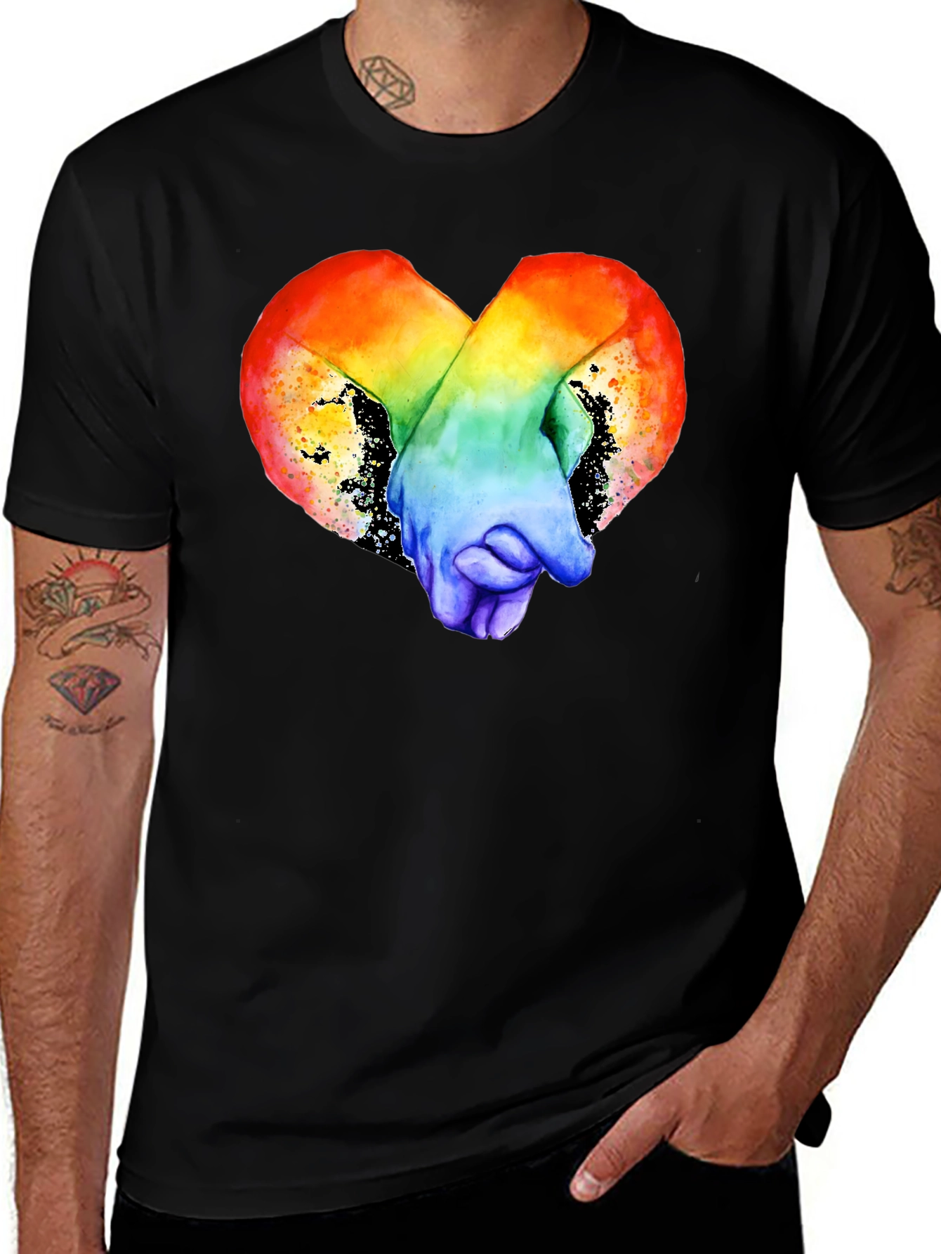 LGBT Pride Heart Hands Graphic T-Shirt