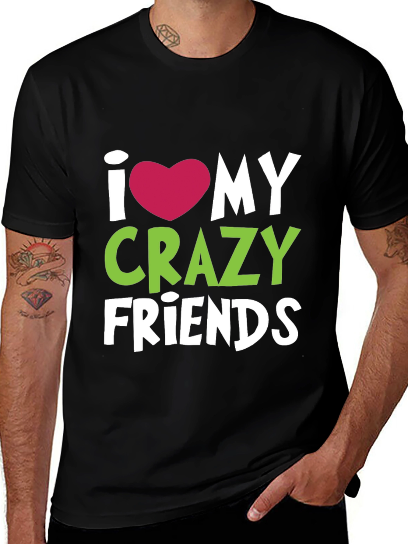Variant 26 of I Heart My Crazy Friends T-Shirt - Fun Novelty Tee