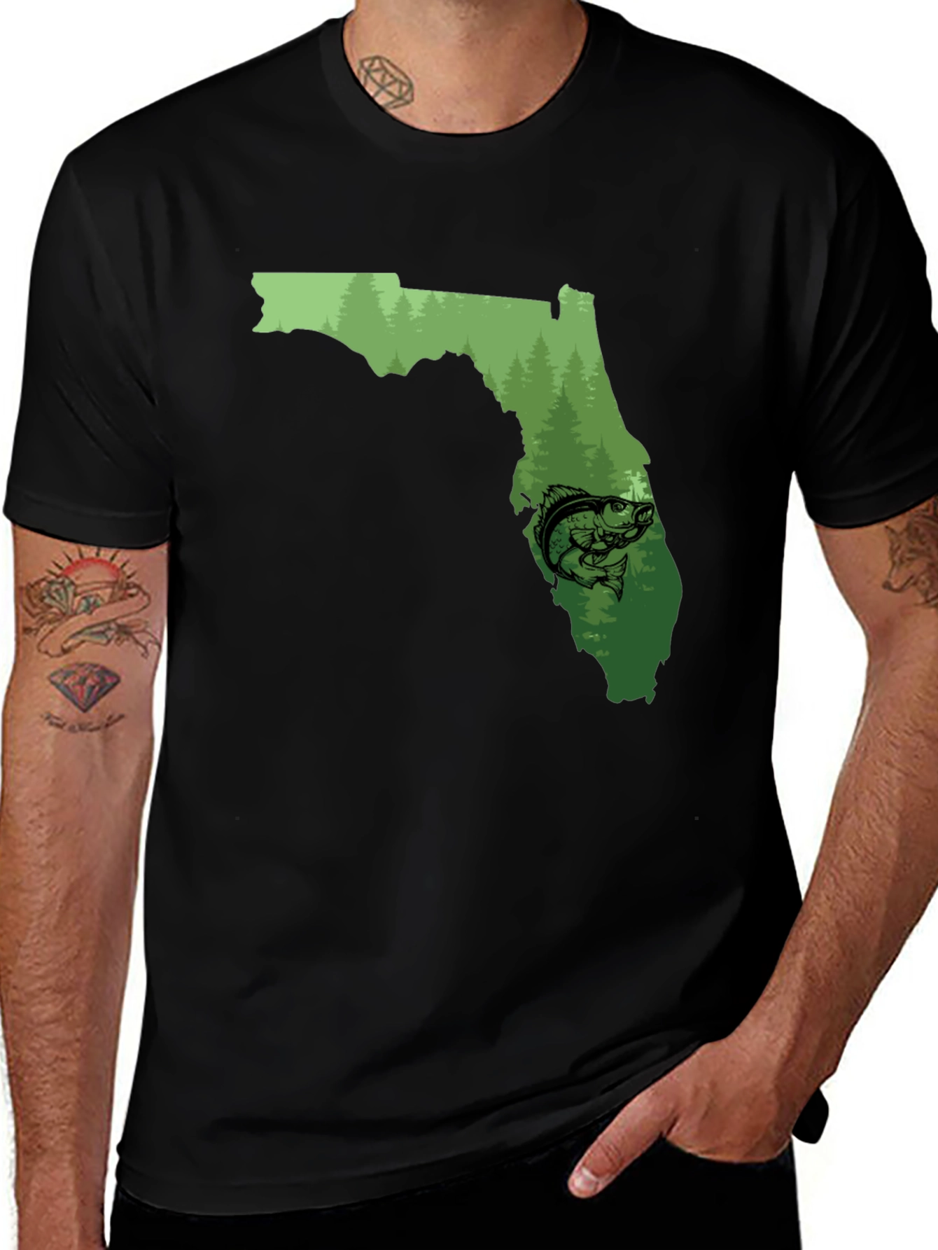 Variant 25 of Florida Fishing Graphic Tee - Black