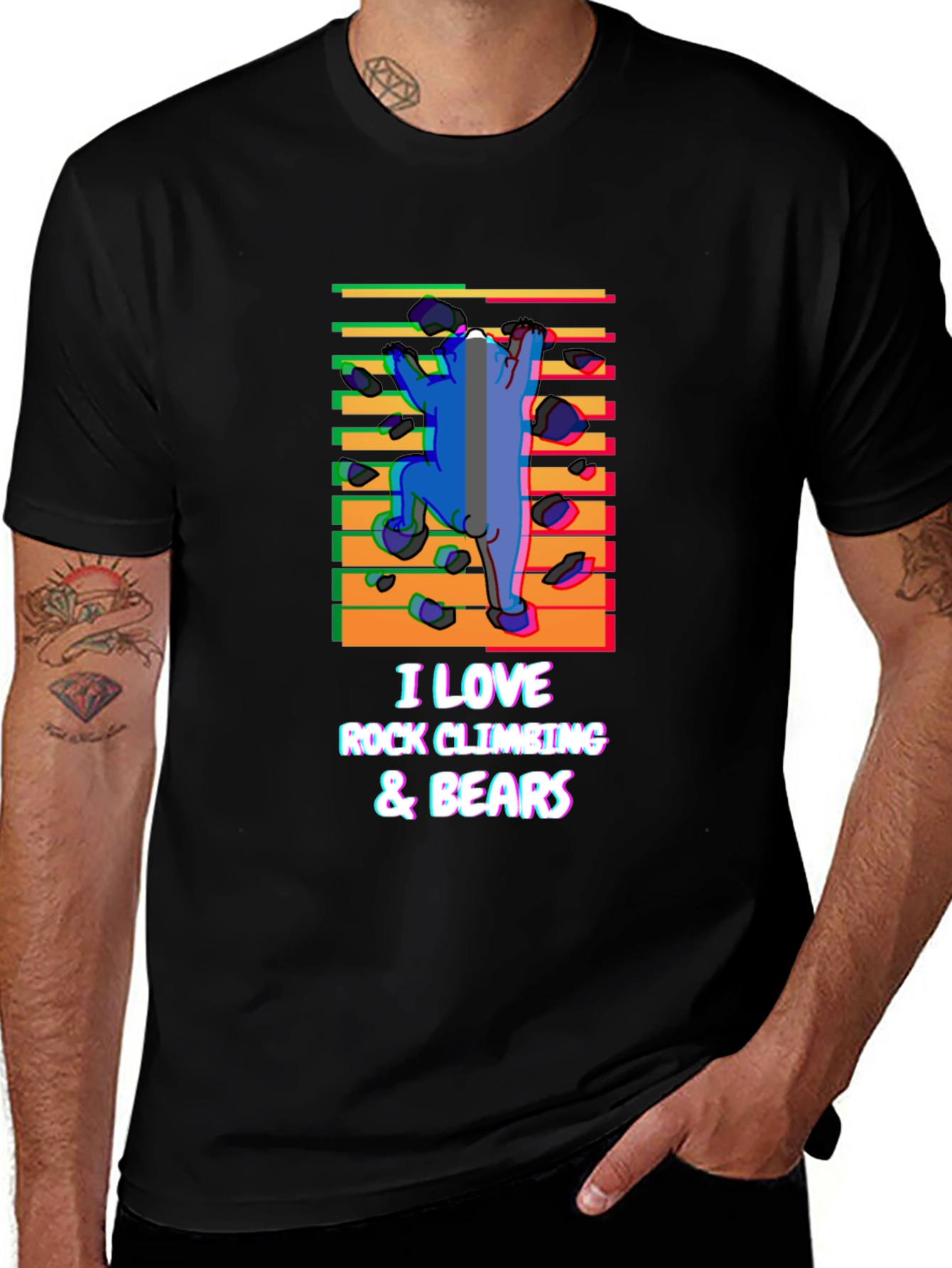 Variant 7 of I Love Rock Climbing & Bears Graphic T-Shirt