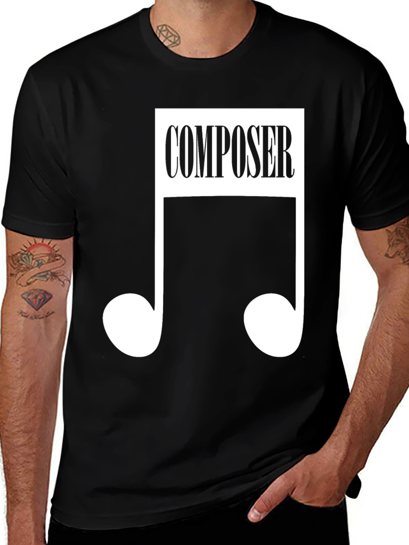 Variant 16 of Composer Music Note Black Graphic T-Shirt