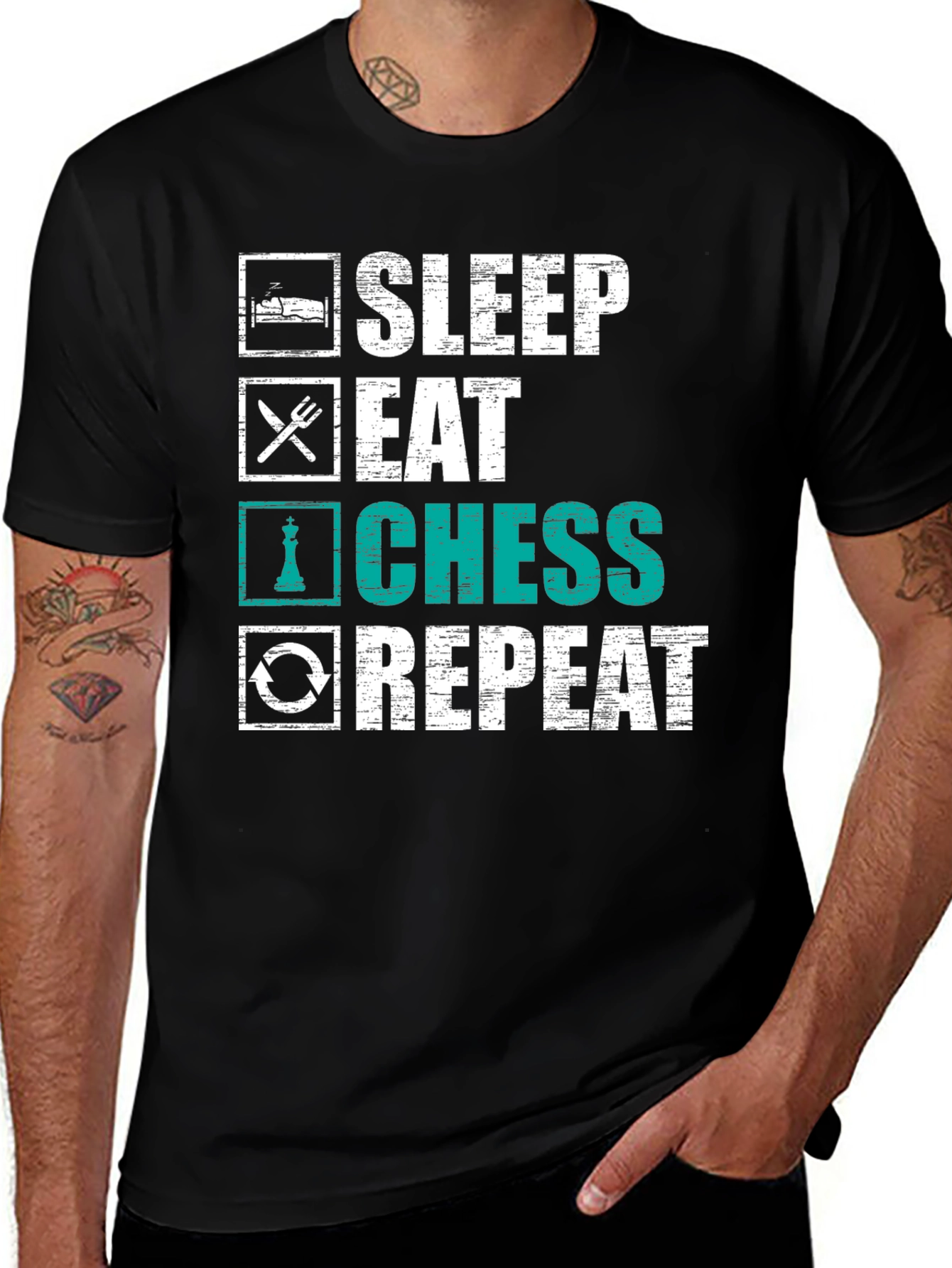 Variant 15 of Sleep Eat Chess Repeat Graphic T-Shirt
