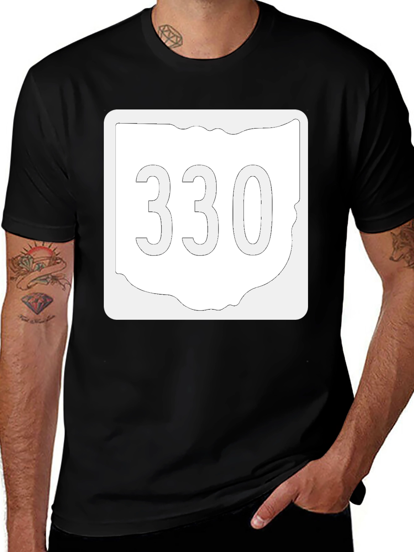 Ohio 330 Area Code Black T-Shirt